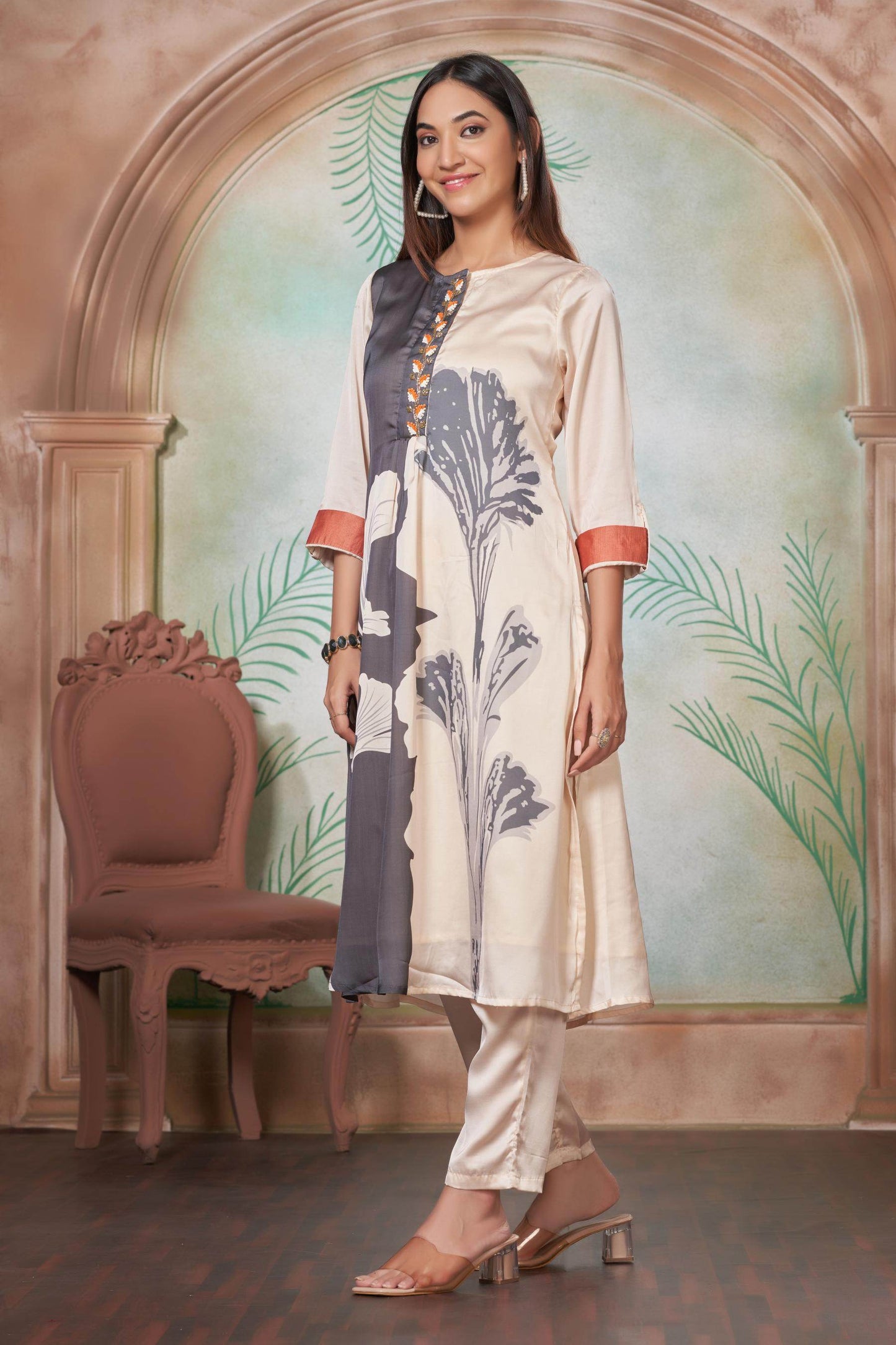 Arwa Silk Brown & Black Kurta Set – Elegant Traditional Wear