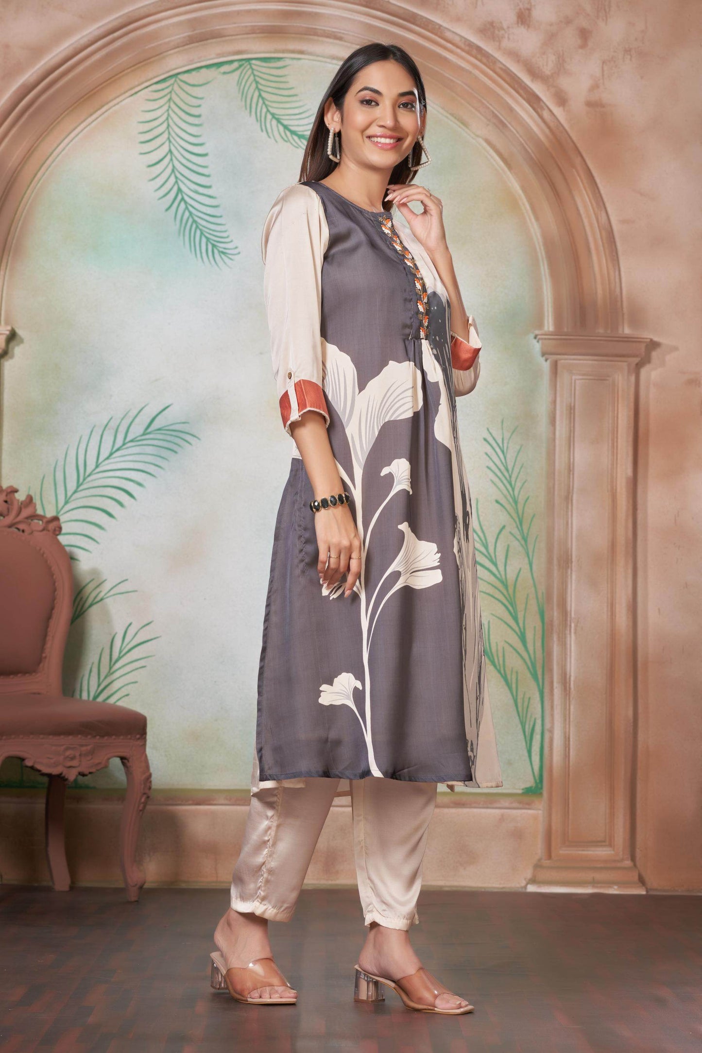 Arwa Silk Brown & Black Kurta Set – Elegant Traditional Wear