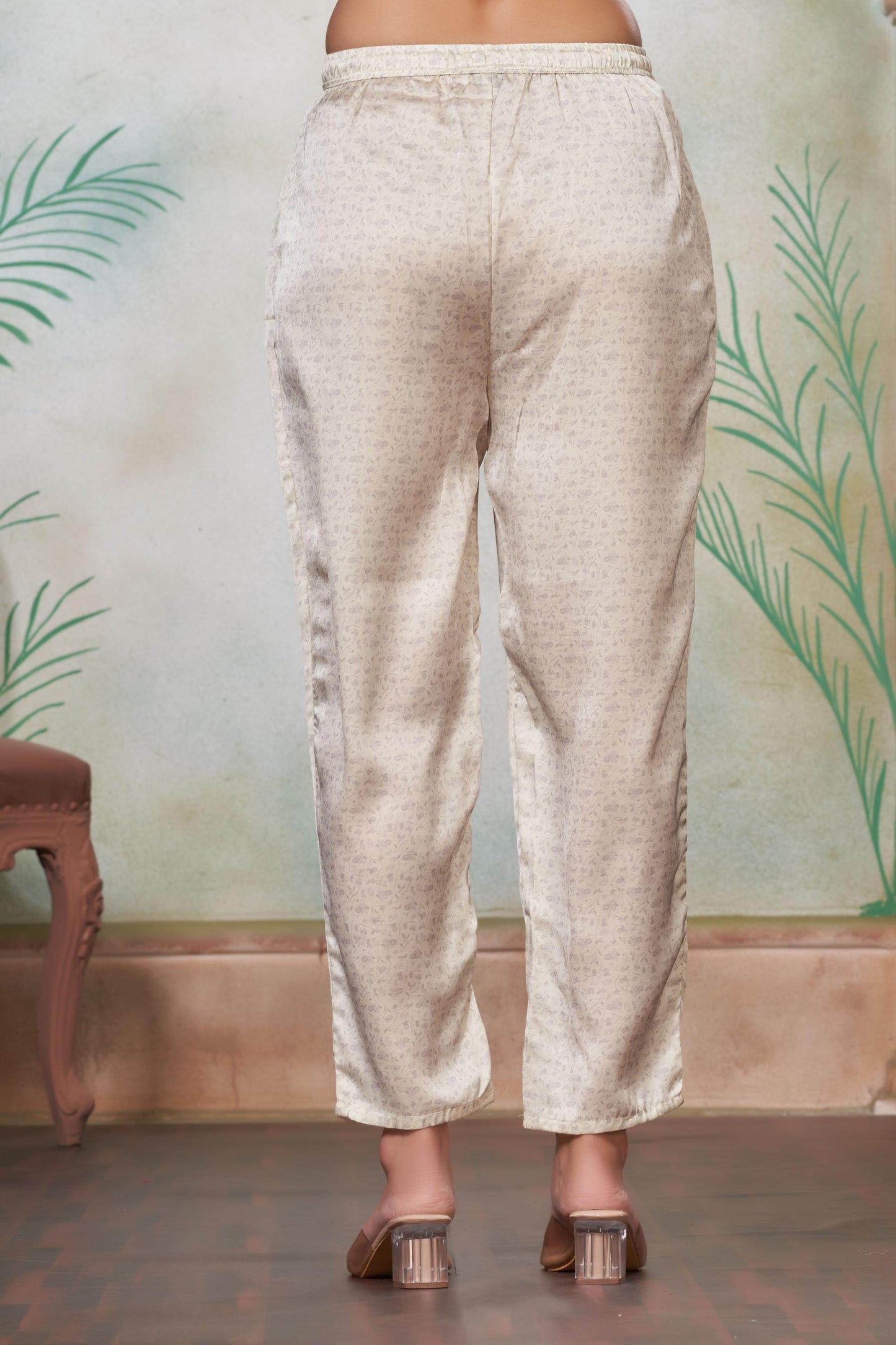 Reeva Silk White and Lavender Kurta Set - Elegant Handcrafted Ethnic Wear
