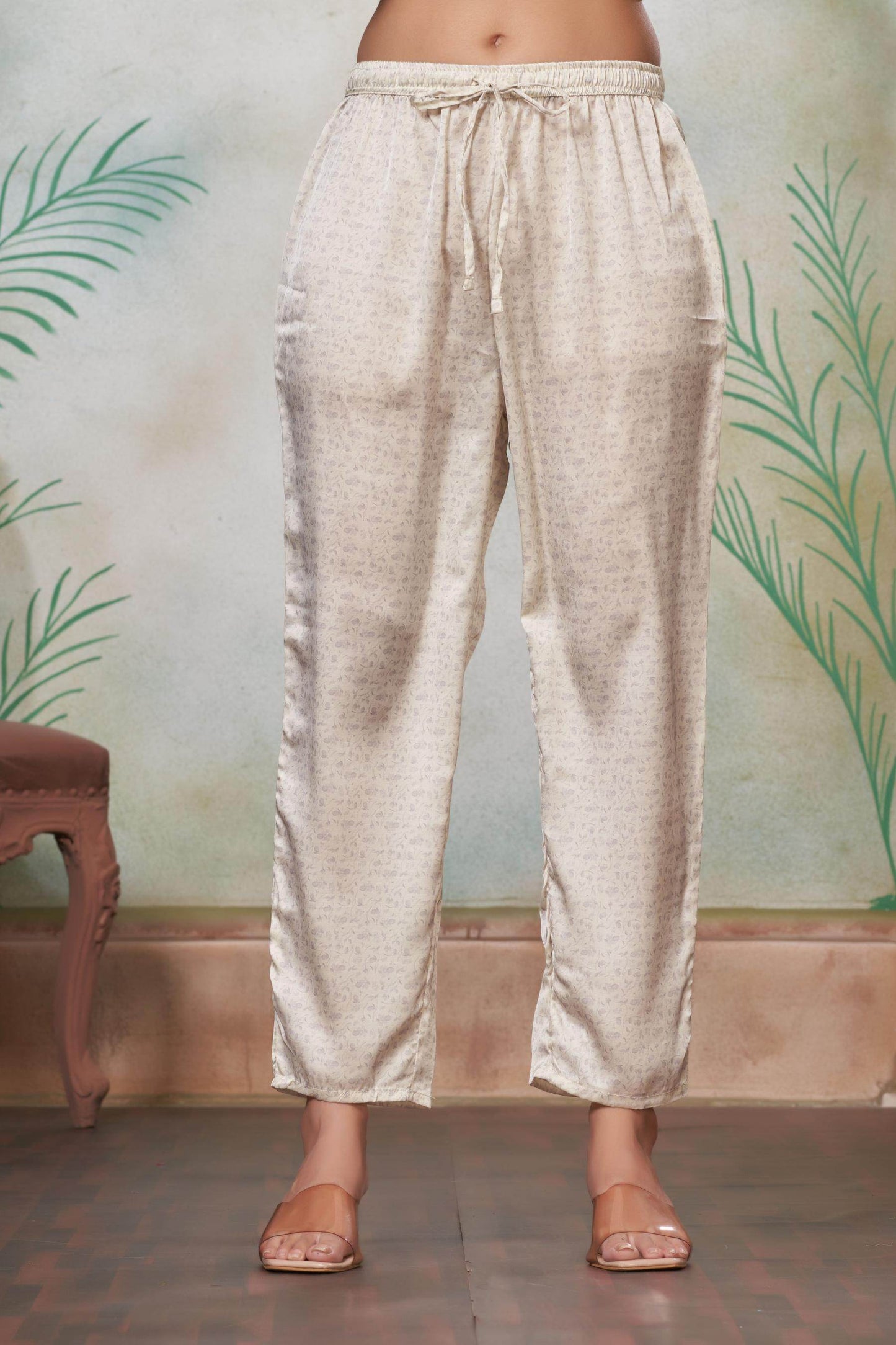 Reeva Silk White and Lavender Kurta Set - Elegant Handcrafted Ethnic Wear