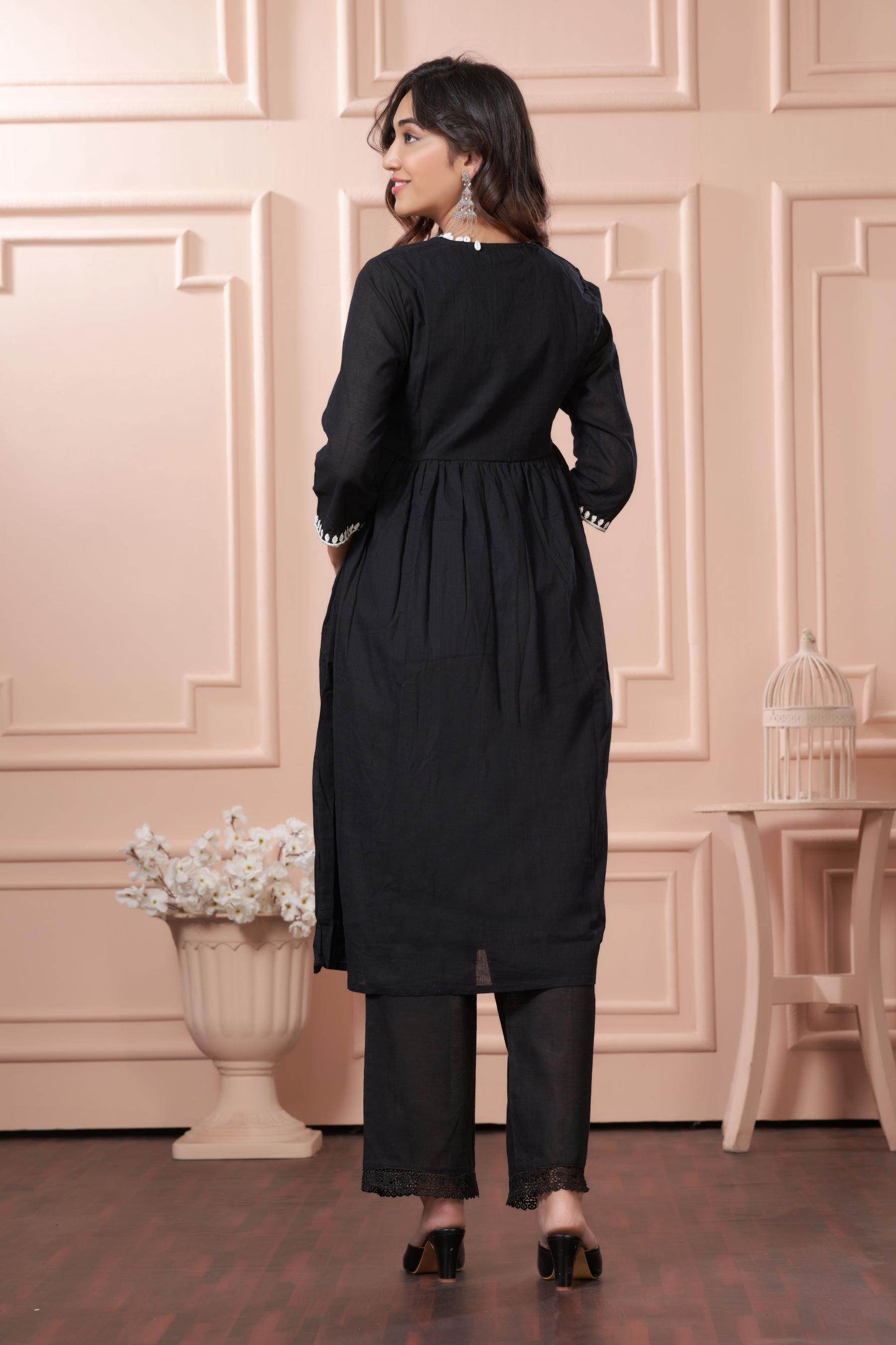 Akanksha Black Pure Cotton Kurta Set & Dupatta – Elegant Women’s Ethnic Wear