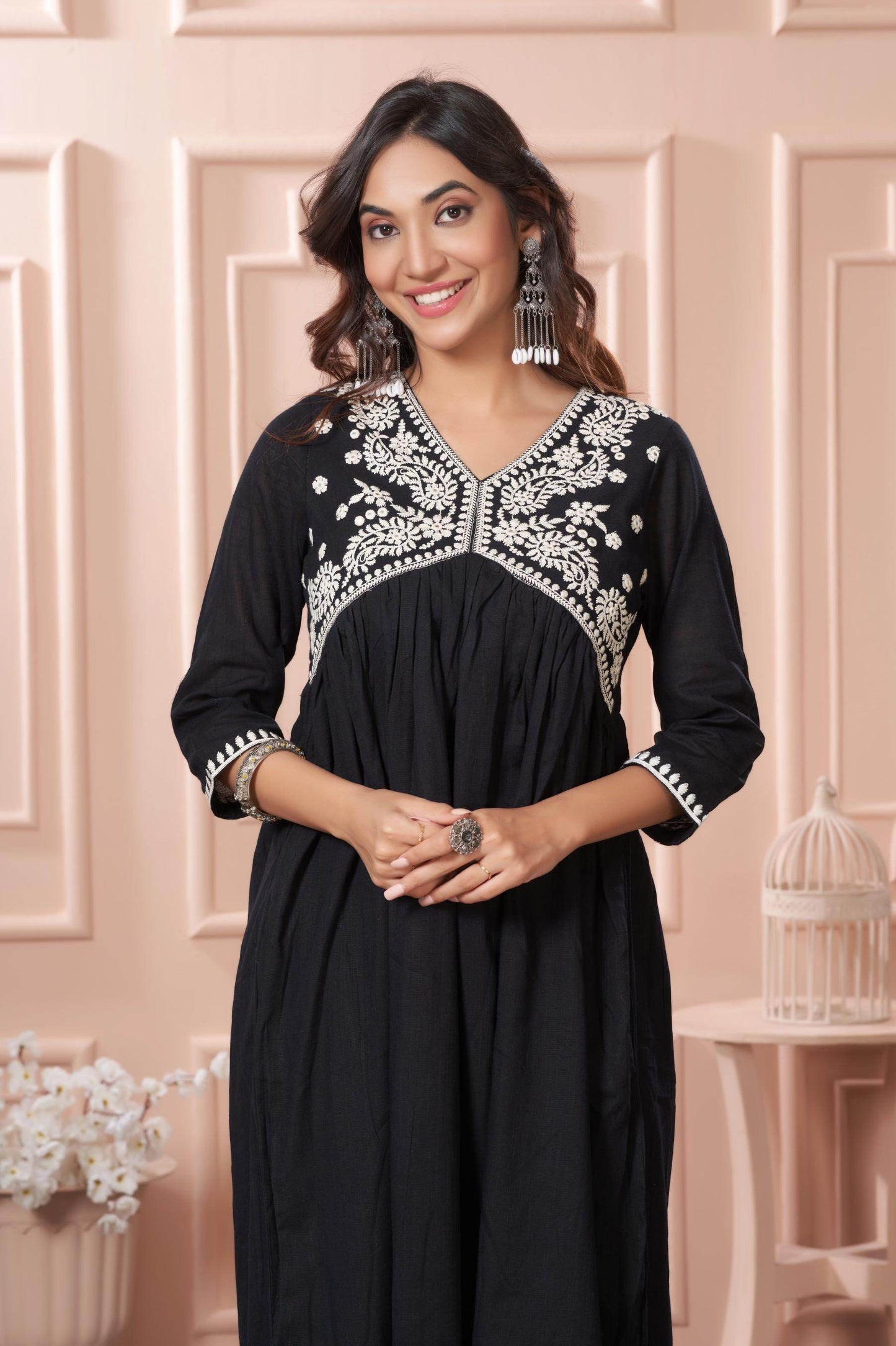 Akanksha Black Pure Cotton Kurta Set & Dupatta – Elegant Women’s Ethnic Wear