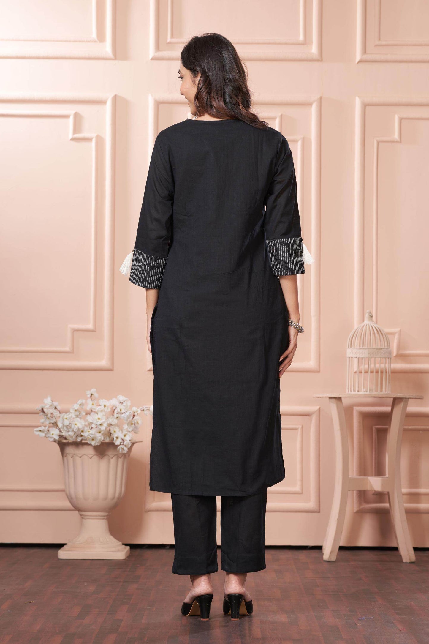 Khushi Black Cotton Kurta Set with Dupatta for Women – Elegant Ethnic Wear for All Occasions