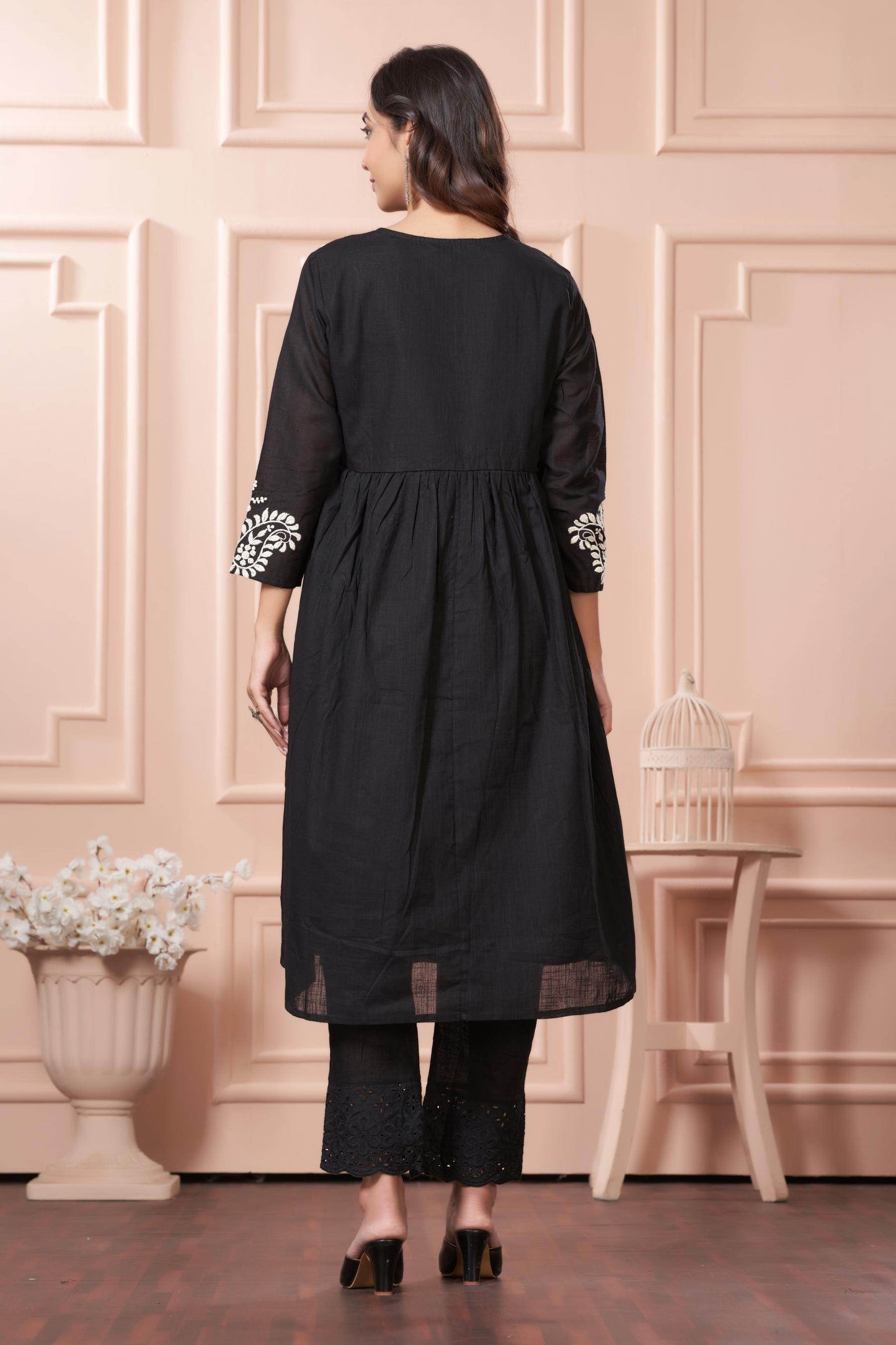 Abhilasha Cotton Black Kurta Set with Dupatta – Elegant Ethnic Wear for Women