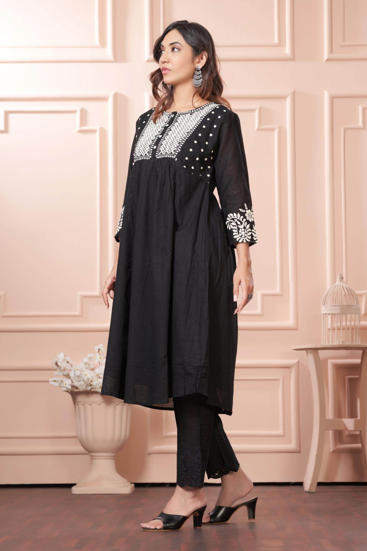 Abhilasha Cotton Black Kurta Set with Dupatta – Elegant Ethnic Wear for Women
