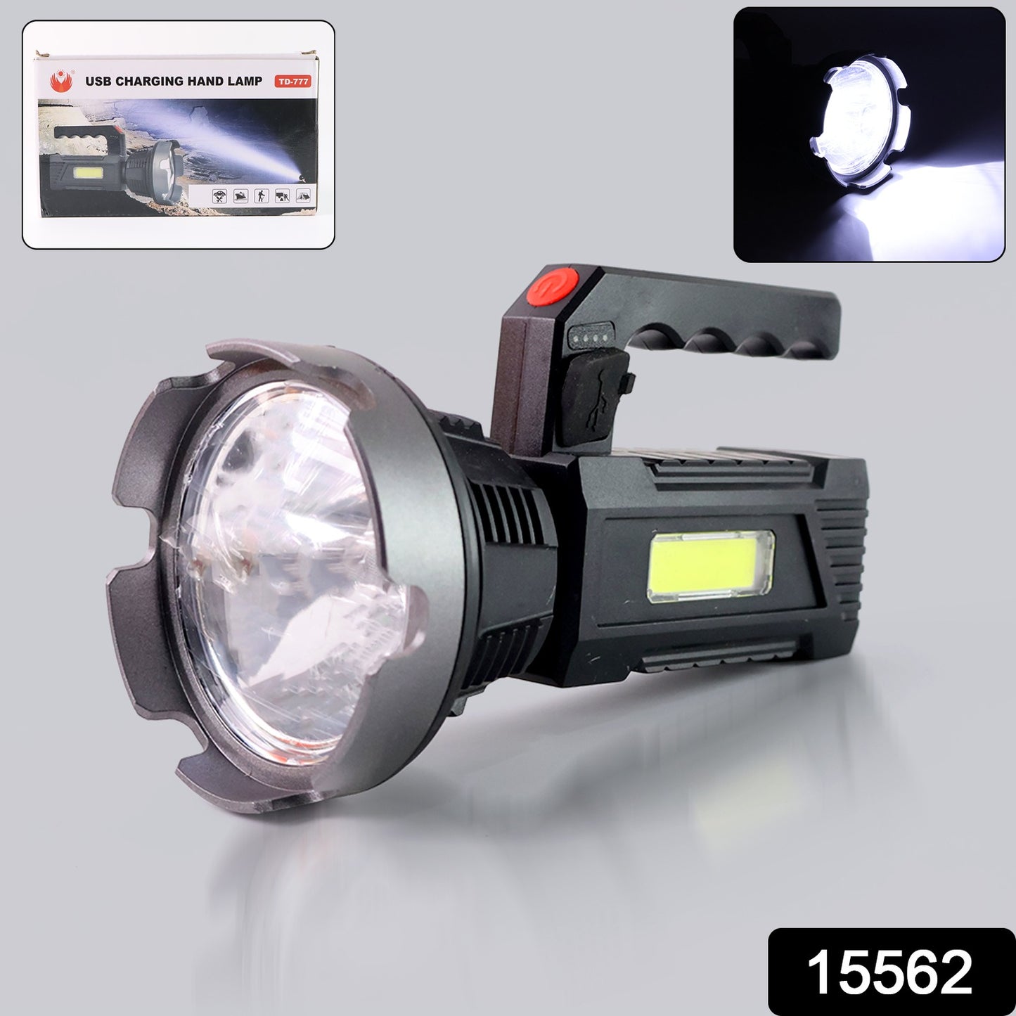 Heavy-duty Rechargeable Usb Led Hand Torch With Cob Side Light (1 Pc) - warehousetech13