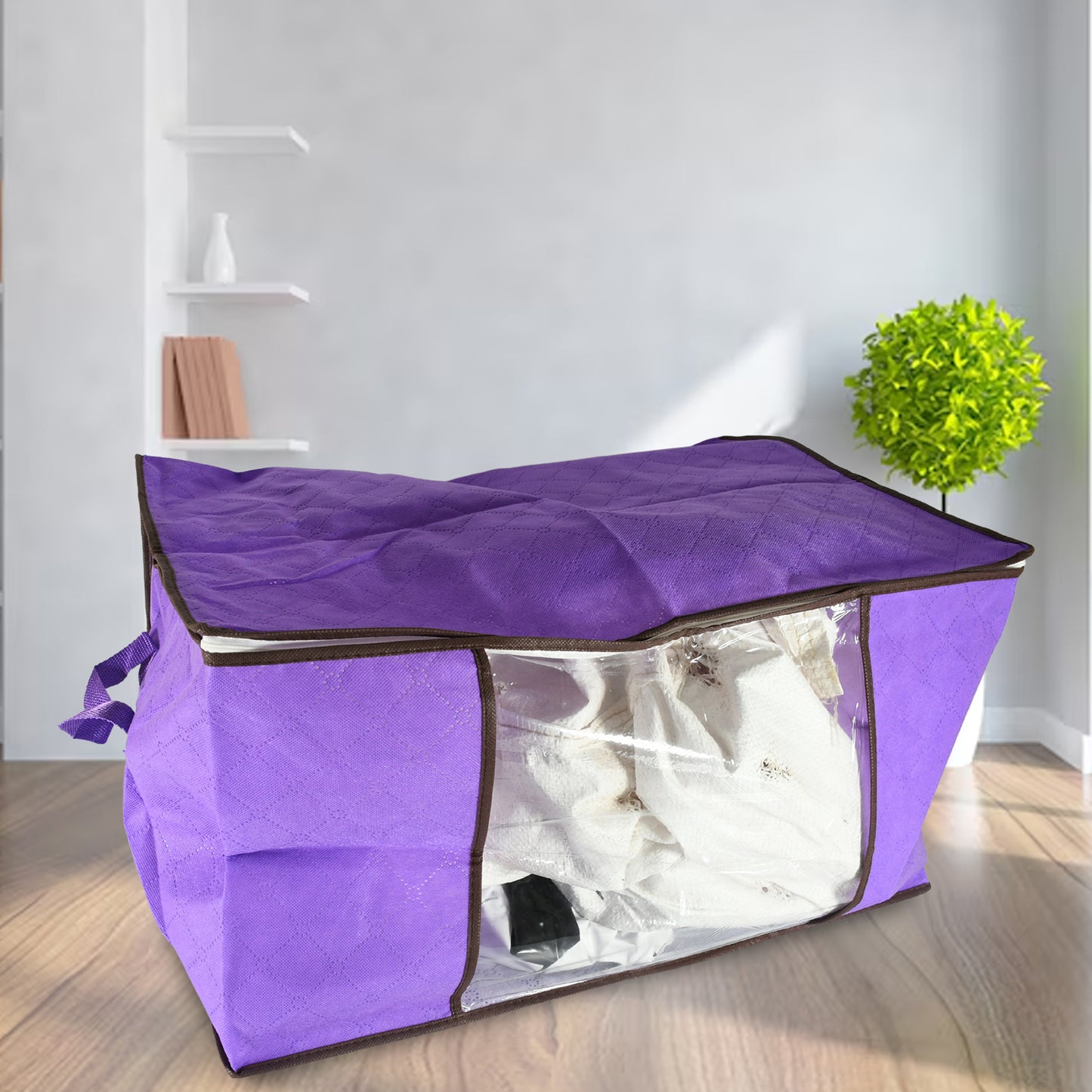Clothing Storage Bag With Zipper Non-woven Storage Bag For Storing The Clothes And Sarees. - warehousetech13