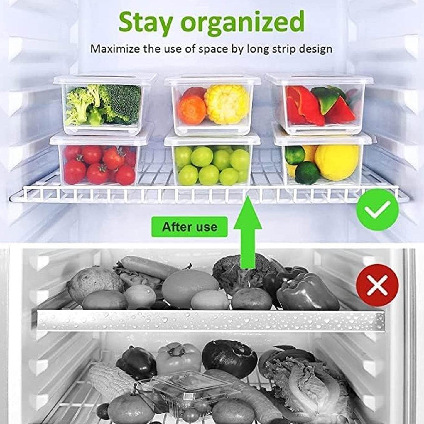 Vegetables Fruits Freezer Storage Container (Pack Of 6pc 1500ml) - warehousetech13