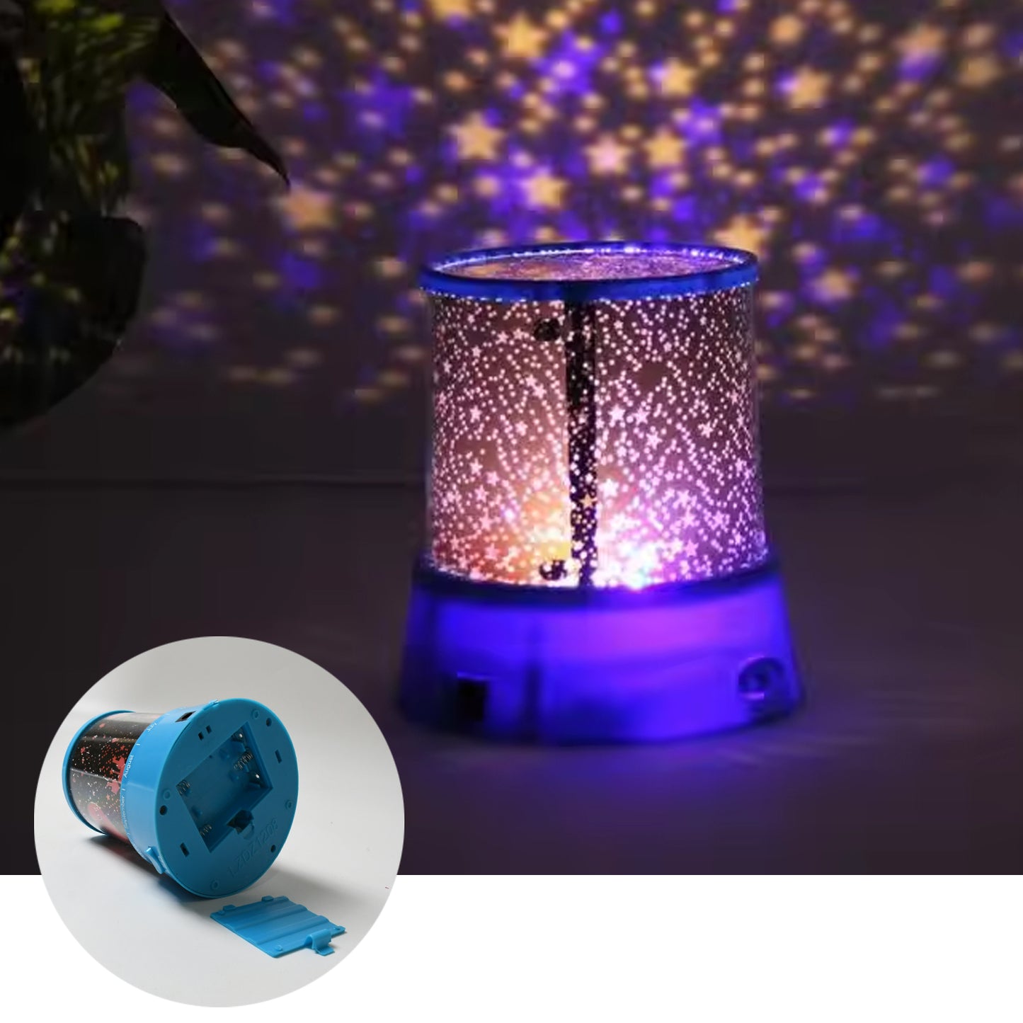 Led Projector Night Light Amazing Lamp 3 Battery Operated Lamps Rotation With The Music Function Master For Kids Bedroom Home Decoration Nightromantic Gift (Battery Not Included 1 Pc) - warehousetech13