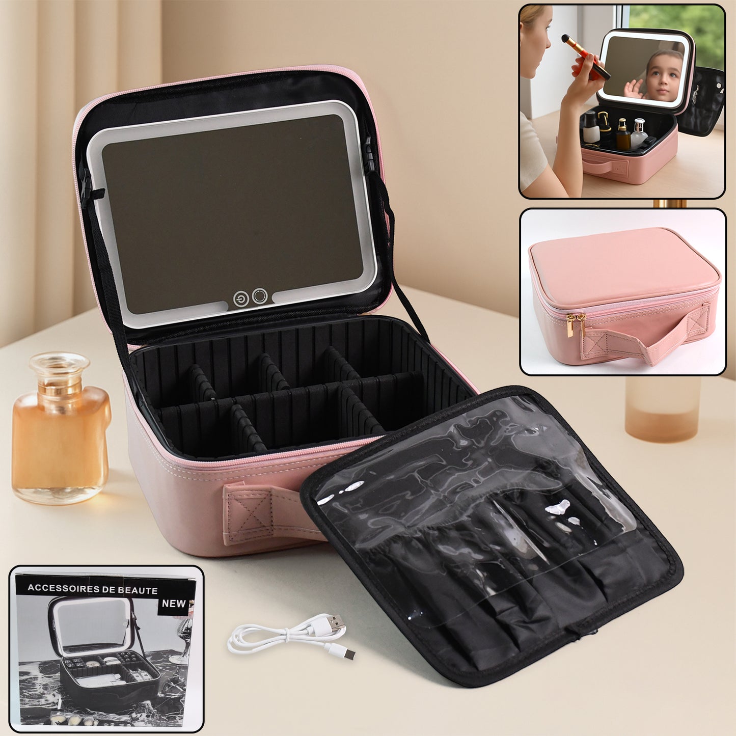Premium Led Light Makeup Organizer Box - warehousetech13