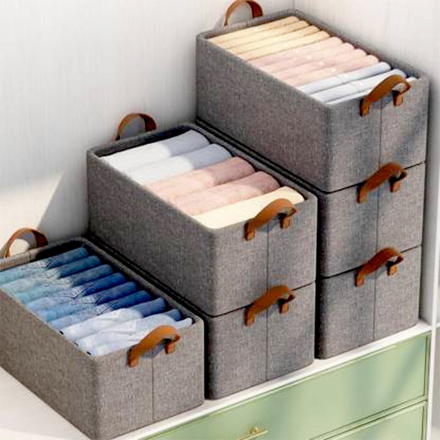 12627 Foldable Storage Box With Lid And Handles Cotton And Linen Storage Bins And Baskets Organizer For Nursery Closet Bedroom Home (45 Cm) - warehousetech13