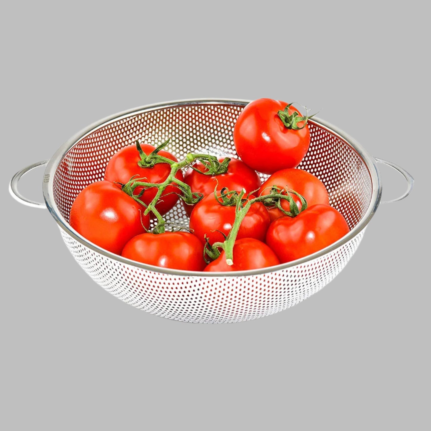 Stainless Steel Colander With Handle Large Metal Mesh Basket Strainer For Pasta Spaghetti Berry Veggies Fruits Kitchen Food Colander Dishwasher Safe (1 Pc 25.5 Cm) - warehousetech13