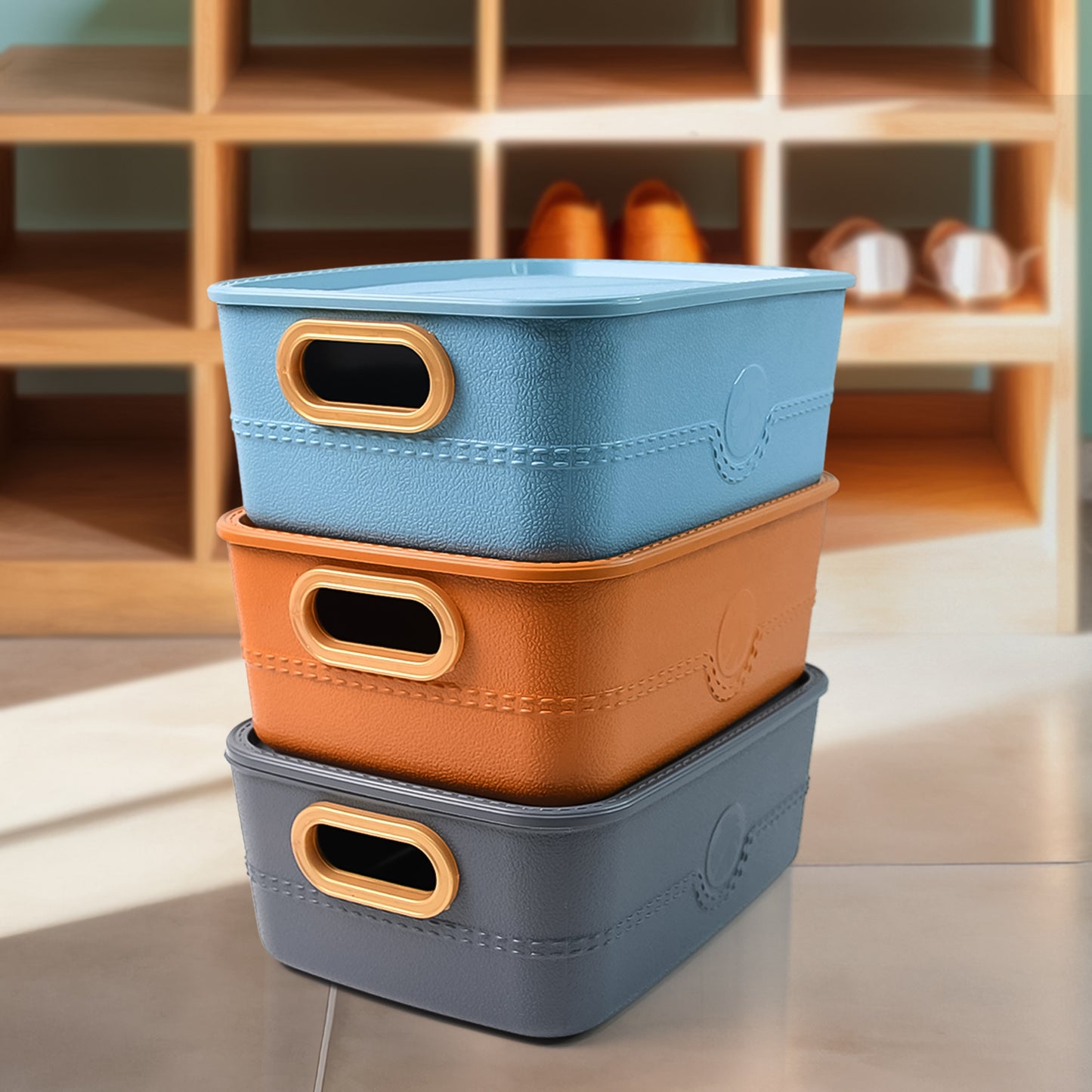 Plastic Multipurpose Storage Basket Bin Set With Handle (3 Pcs Set) - warehousetech13