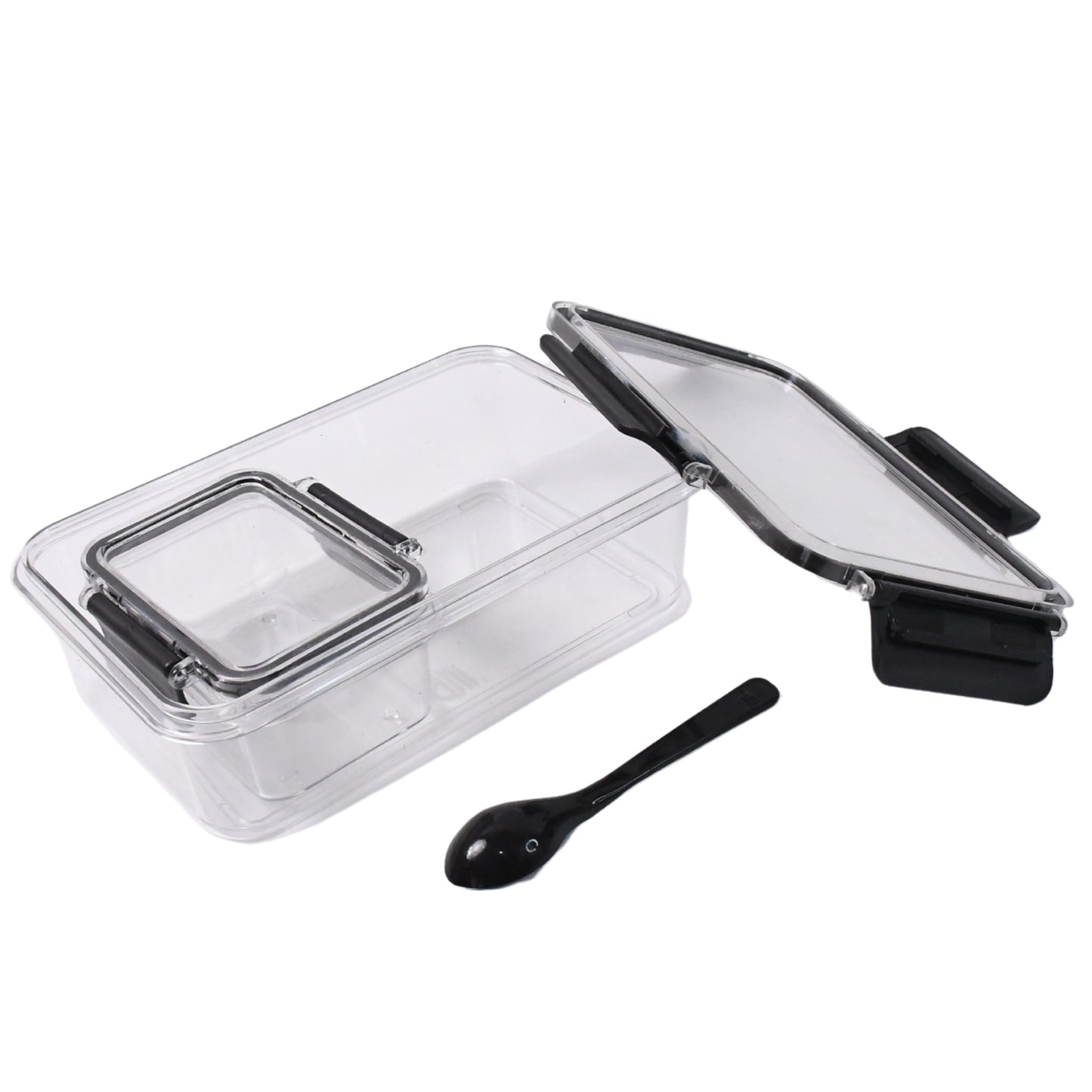 Plastic Kitchen Storage Container Big 800 Ml Small 250 Ml With Air Seal Lock Lid Spoon - warehousetech13