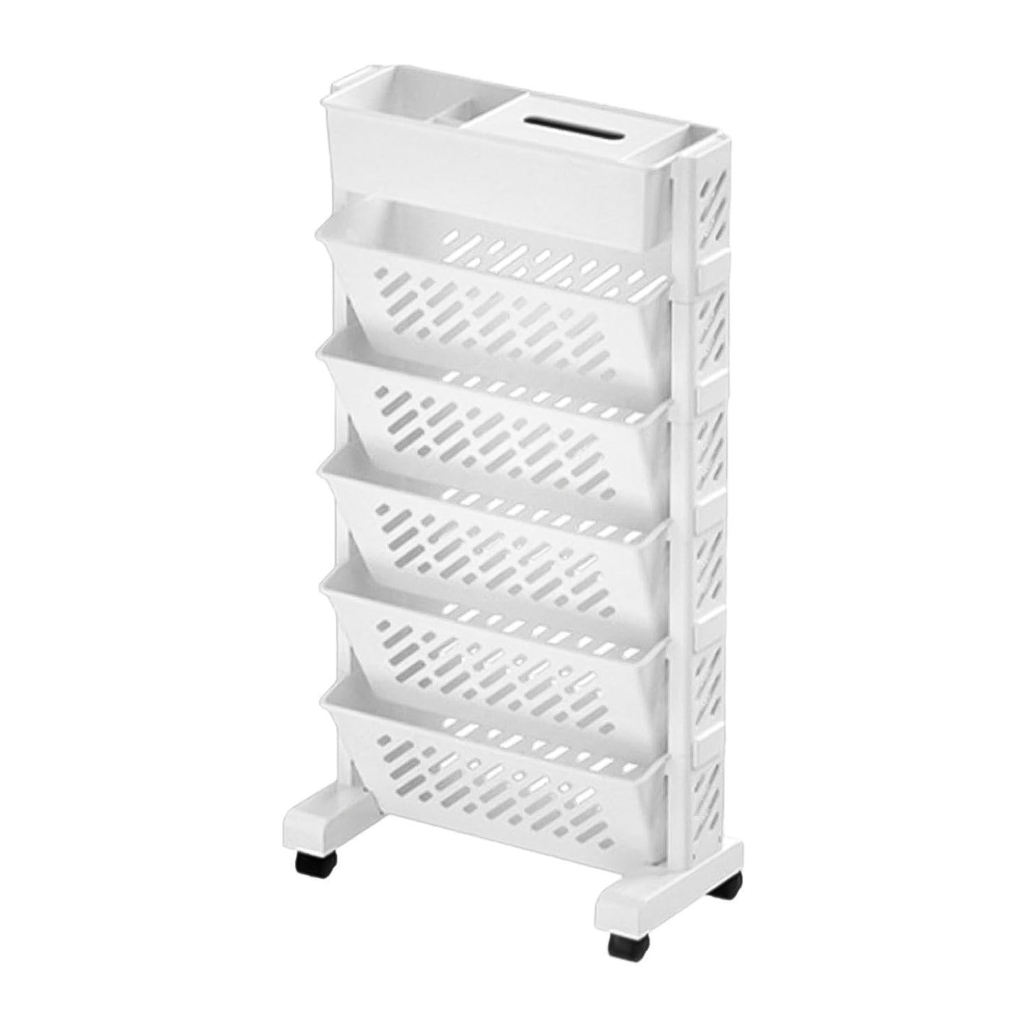 Movable Bookshelf Large Capacity Rotatable Plastic Rolling Organization Shelf Rack - warehousetech13