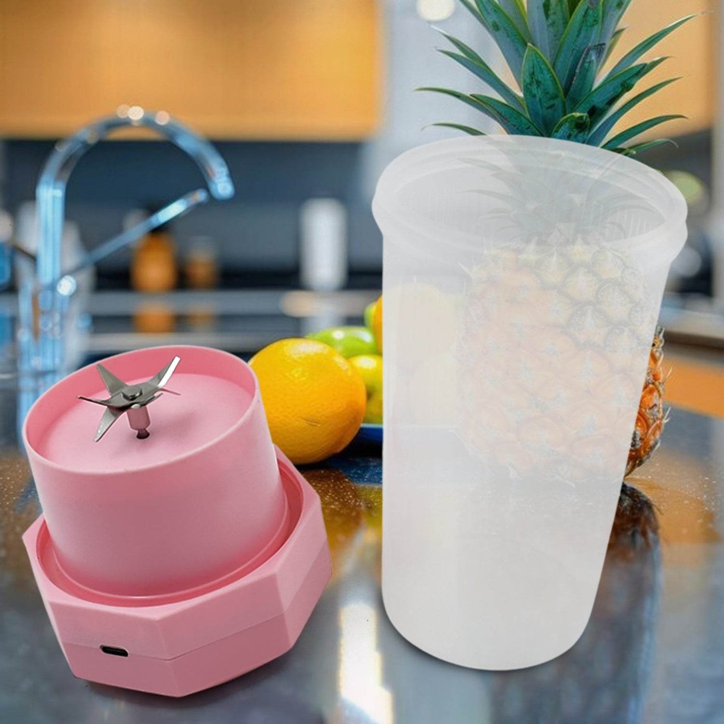Portable Multifunctional Electric Juicer Cup Usb Juice Maker 6 Blade (350 Ml) - warehousetech13