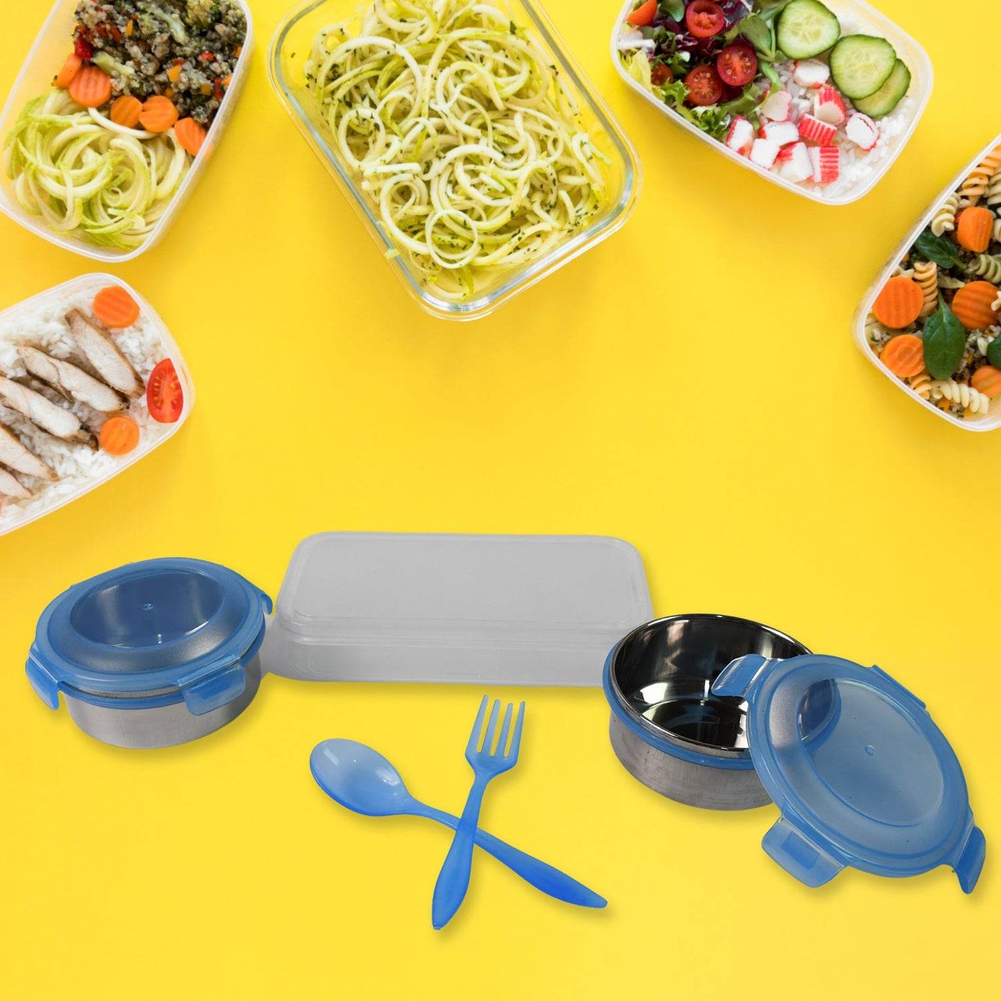 Sumo Lunch Box With Plastic Spoon Fork (2 Pc Set With Lunch Box) - warehousetech13