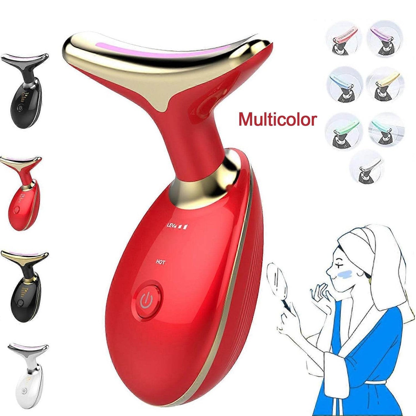 Electric Face Massager Wrinkle Remover Led Photon Face Beauty Device - warehousetech13