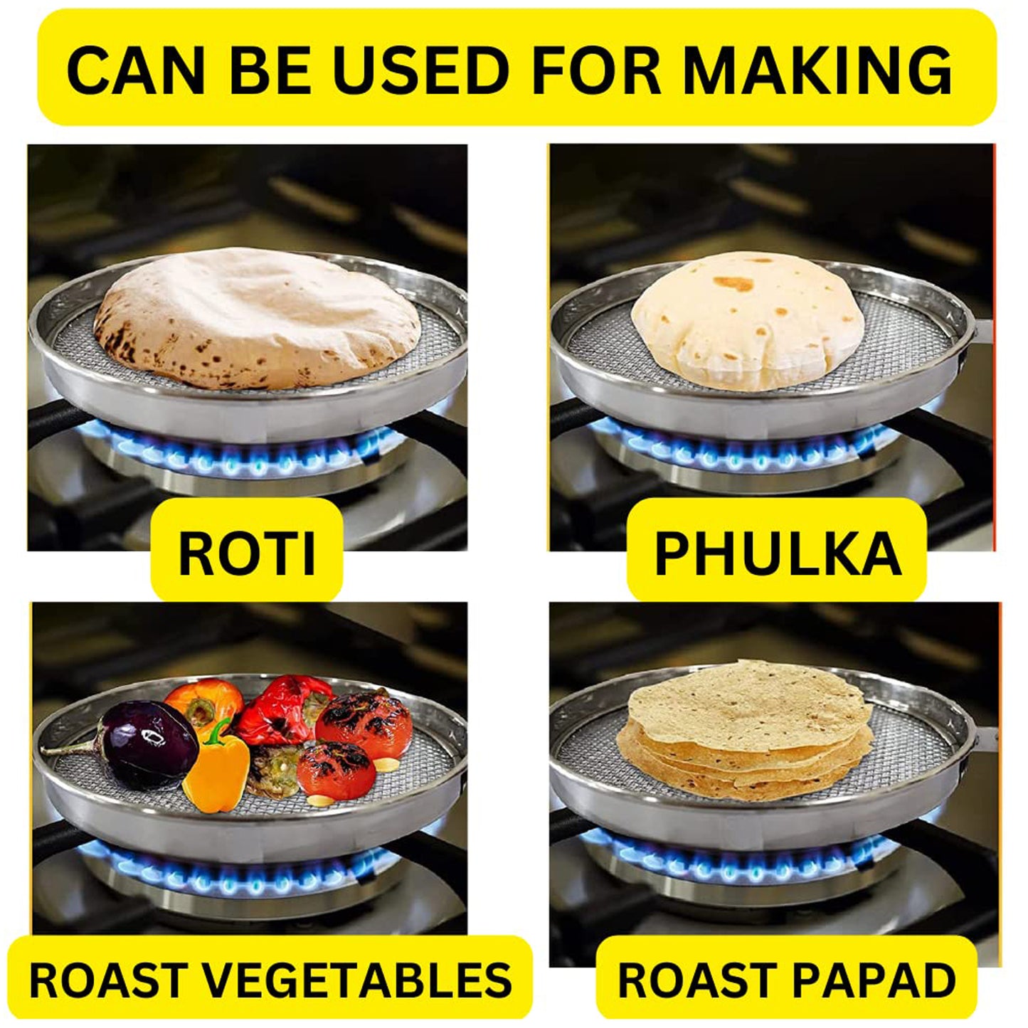 7119 Steel Roaster Grill Jali For Papad Tandoor Chapati Roast Use ( 1 Pc ) - warehousetech13