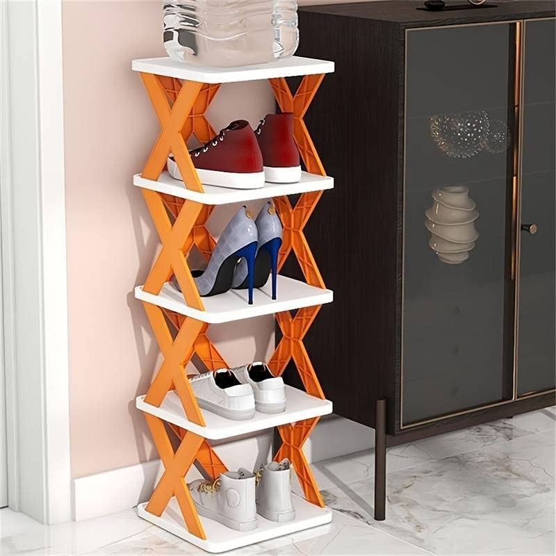 5 Tier Shoes Stand Shoe Tower Rack Suit For Small Spaces Closet Small Entryway Easy Assembly And Stable In Structure Corner Storage Cabinet For Saving Space - warehousetech13