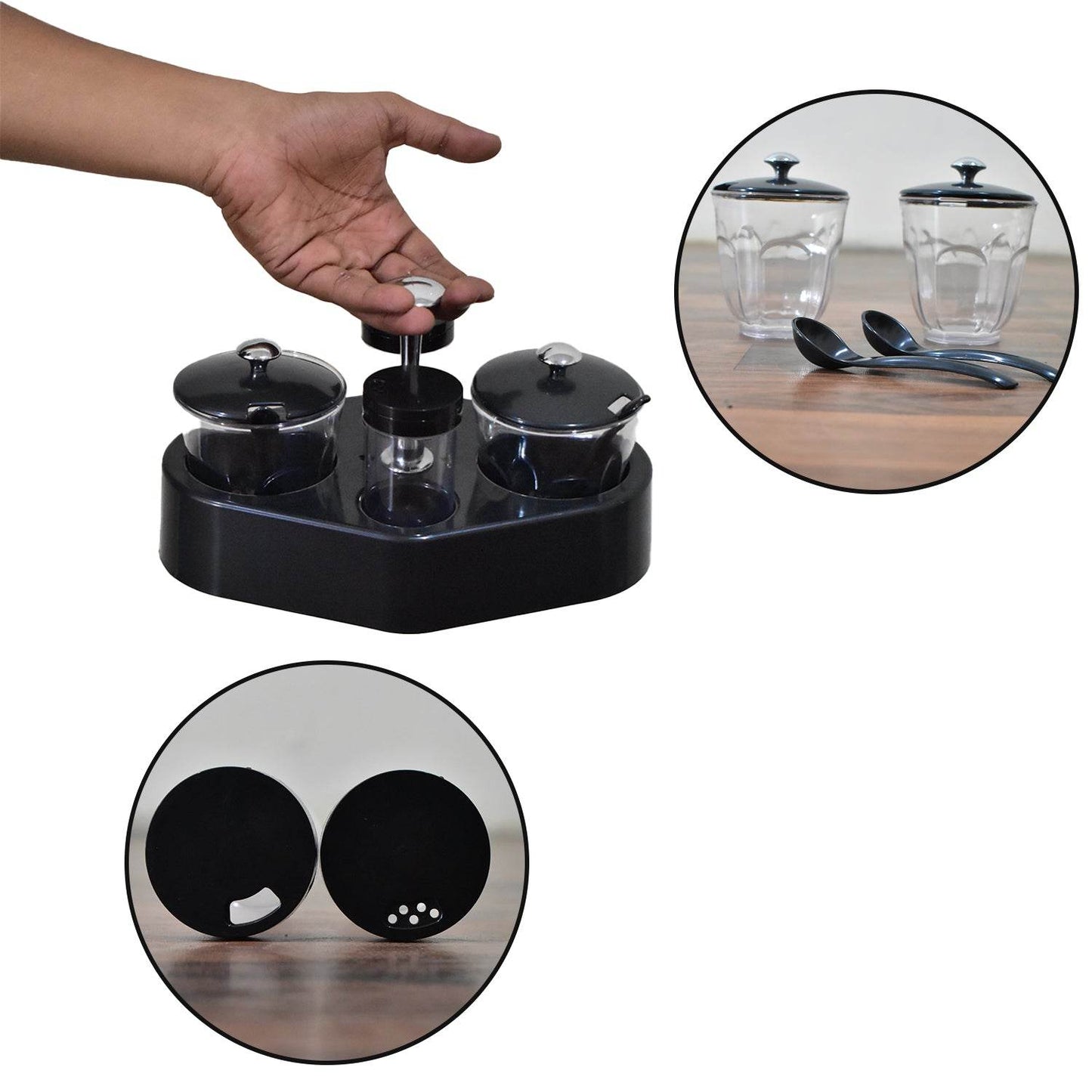 Ganesh Rendy Condiment Set For Kitchen Transparent Jar - warehousetech13