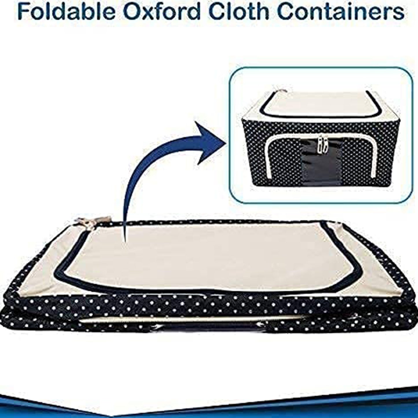 17641 Foldable Steel Frame Clothes Living Storage Organizer Handled Bag Box For Large Size Bedding Blankets Women Saree Toys Cloth Storage Box Bag (66 Liter) - warehousetech13