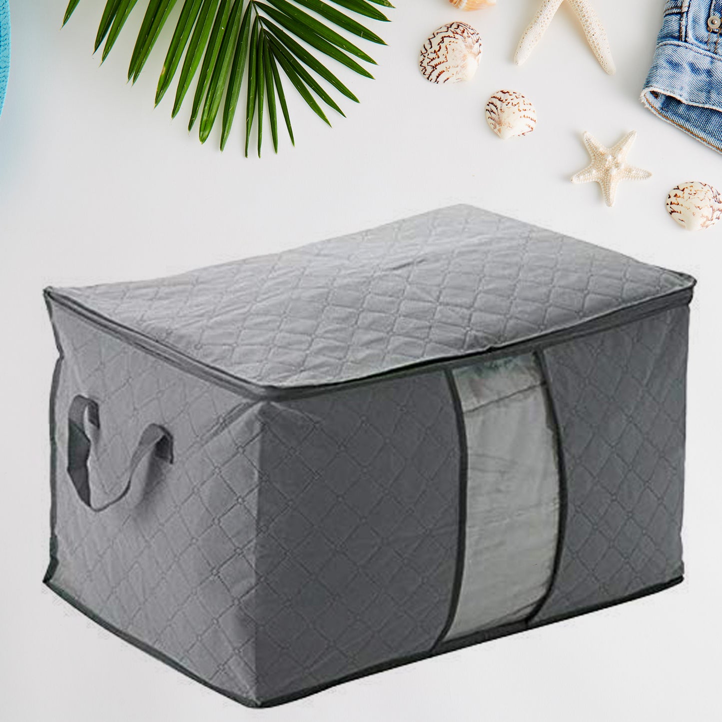 Premium Quilted Foldable Storage Bag With Transparent Window - warehousetech13
