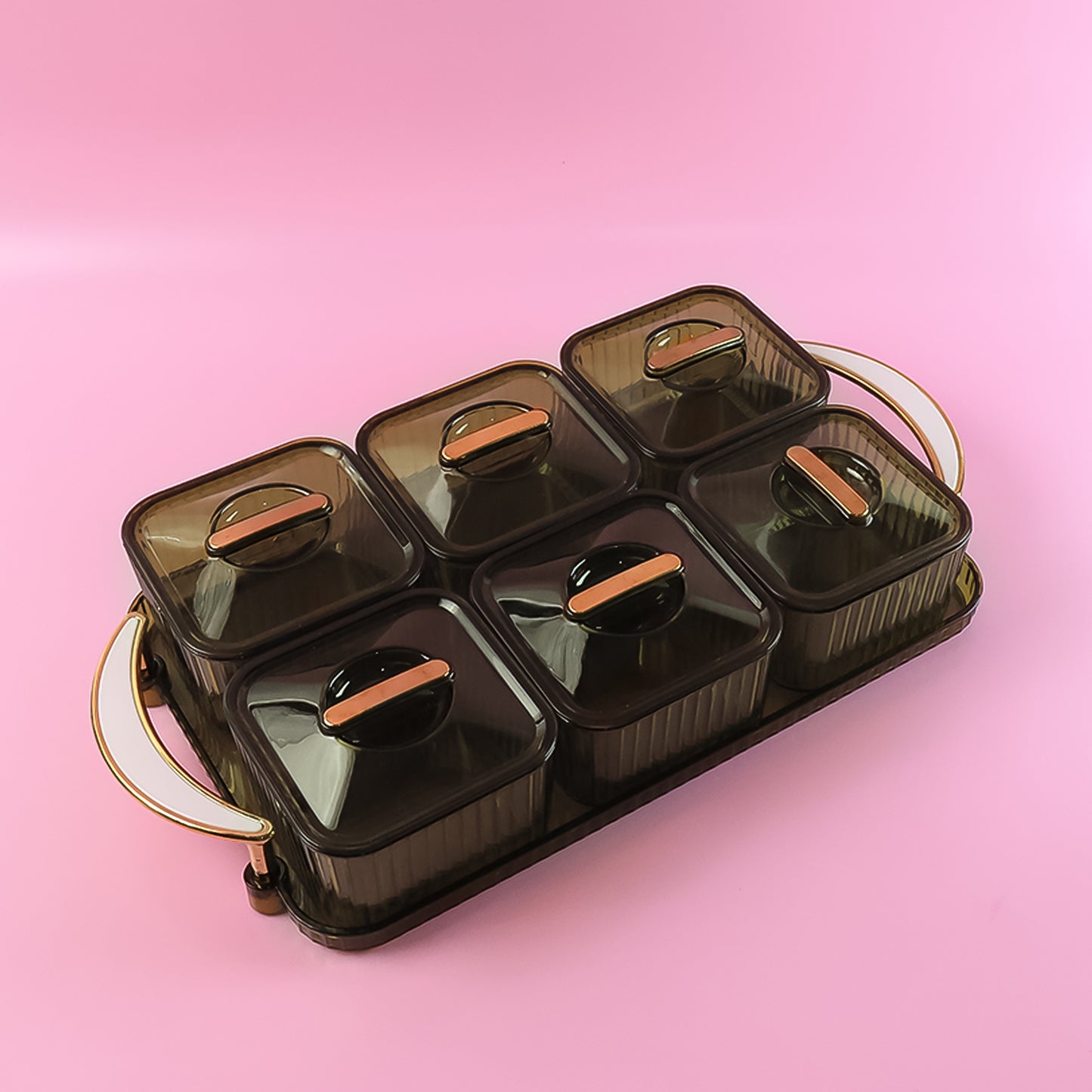 Liger Multipurpose Transparent Spice Jar Set With Tray And Lids 400ml Approx (6 Pc) - warehousetech13
