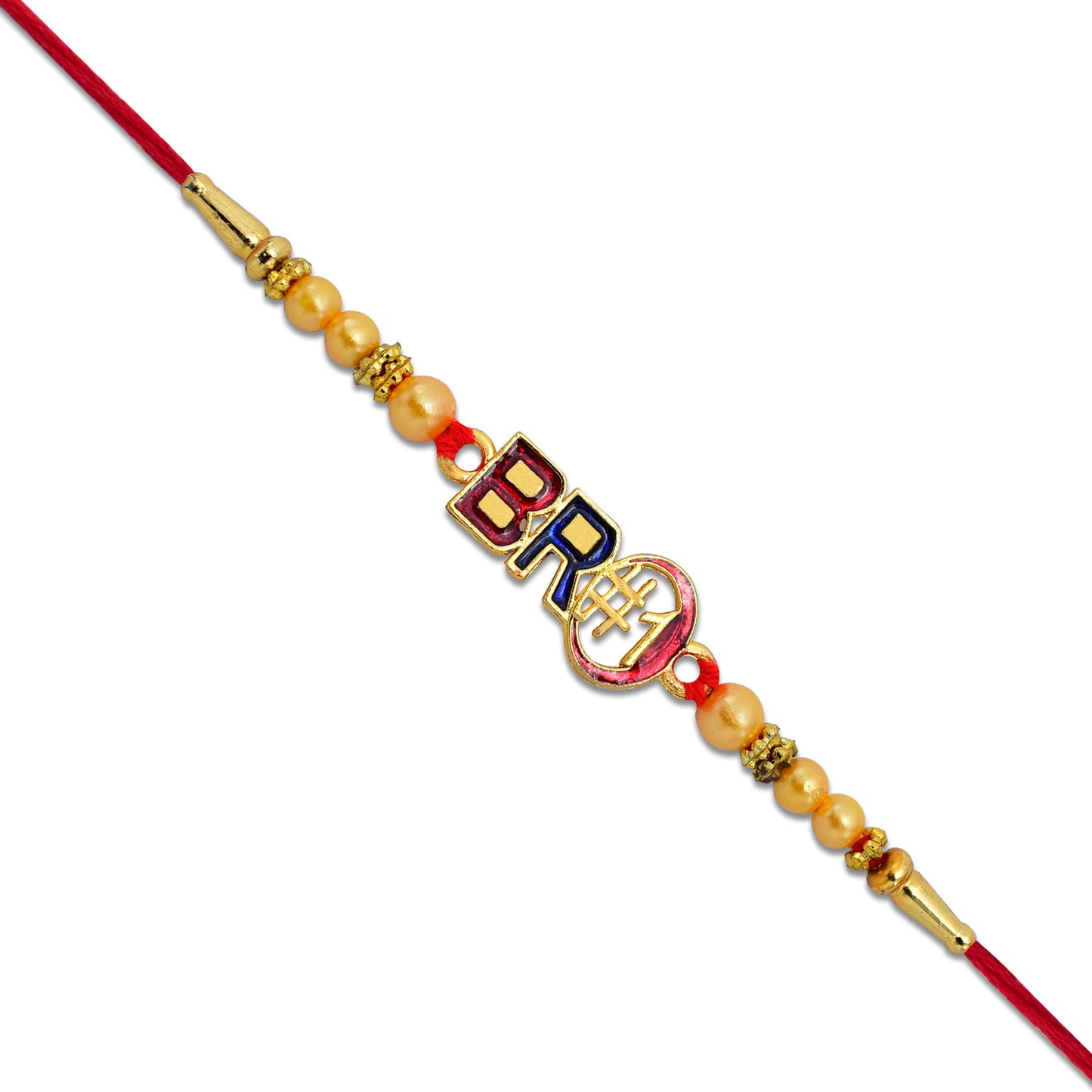 Bro 1 Rakhi With Golden Beads Enamel Finish - warehousetech13