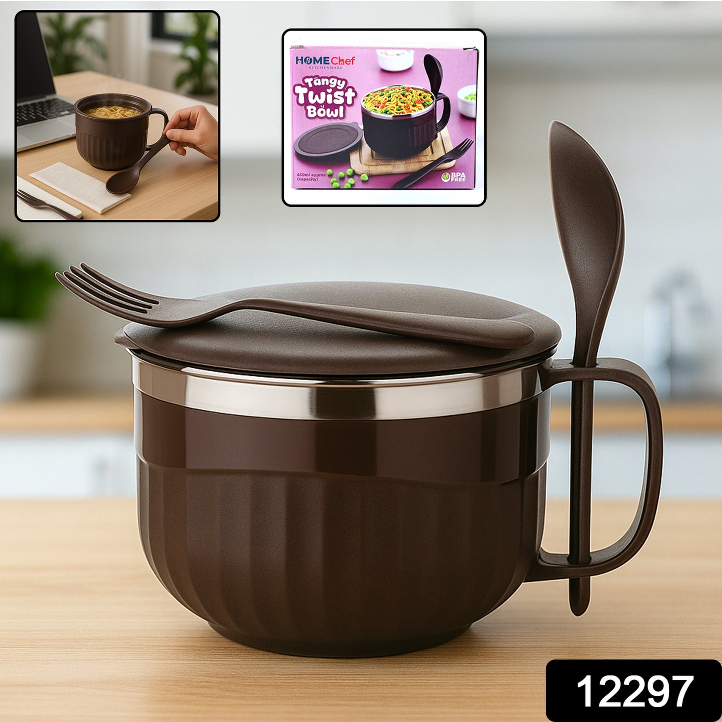 Home Chef Tangy Twist Insulated Lunch Bowl (Approx 650ml 1 Pc) - warehousetech13