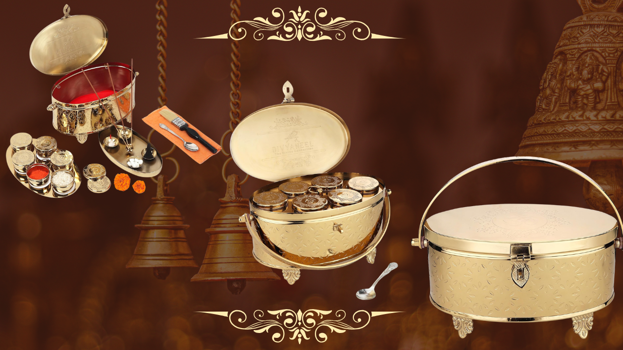 Brass Puja Box (Gold or Silver Plated) - 1 Unit - warehousetech13