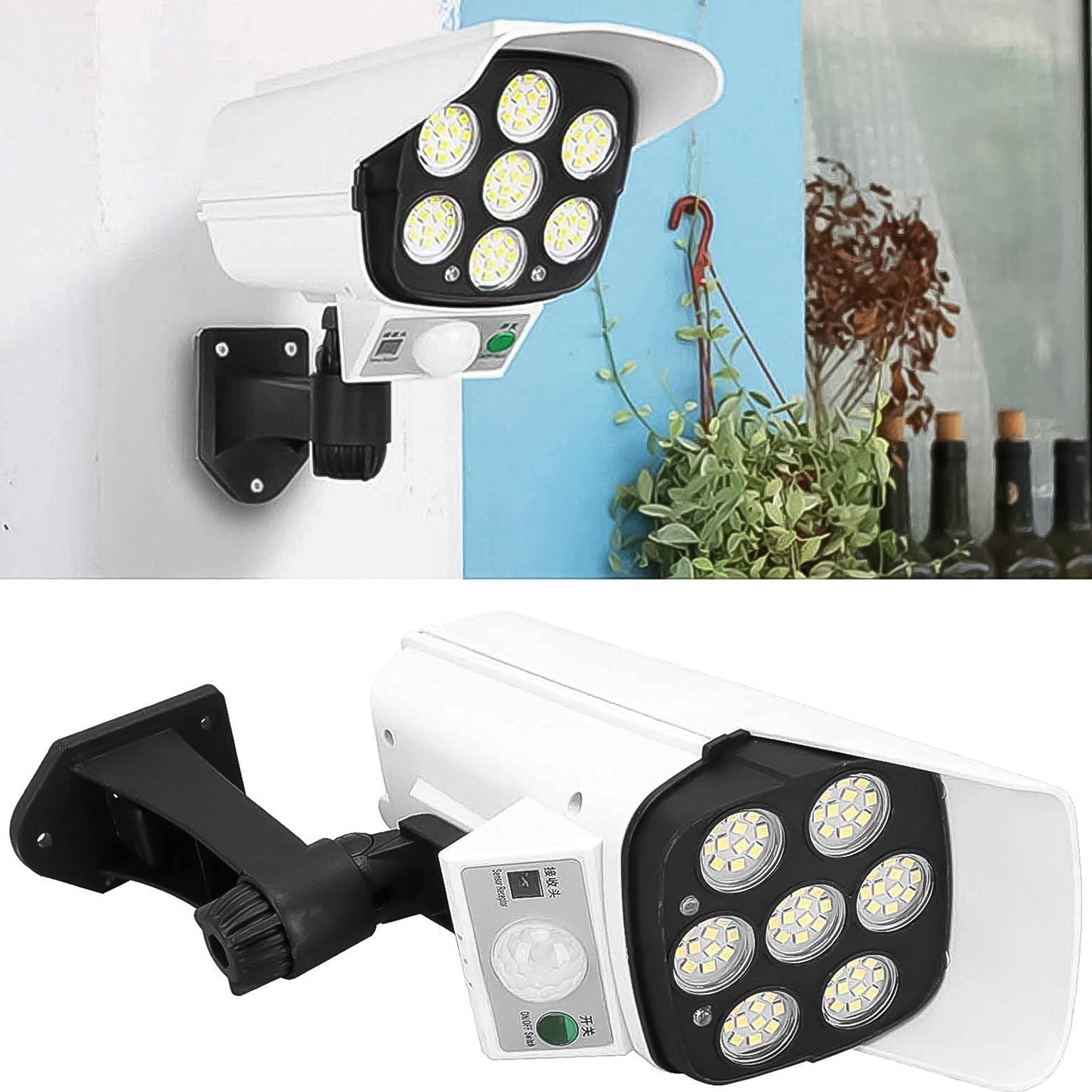 Solar Light Outdoor Motion Sensor Security Camera Shaped Dummy Wall Lamp (1 Pc) - warehousetech13