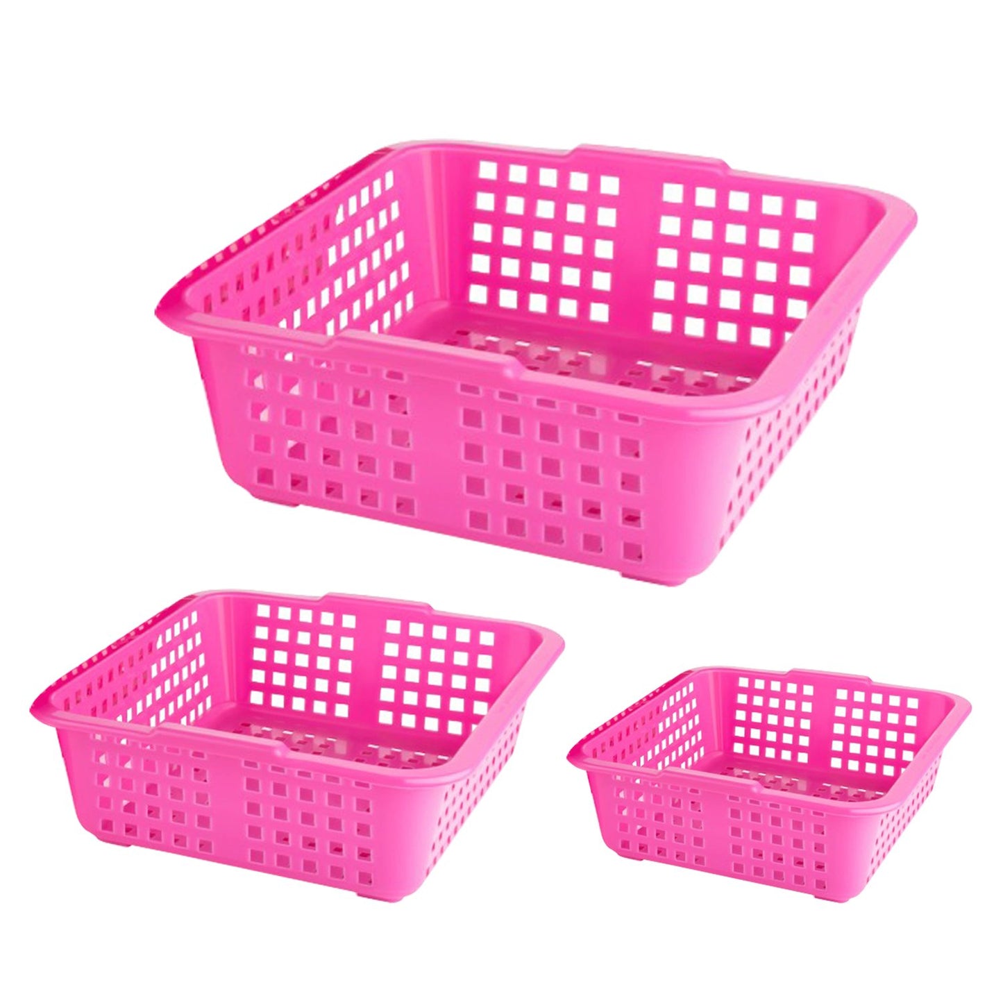 2484 Plastic Multiple Size Cane Fruit Baskets (3 Size Large Medium Small) - warehousetech13