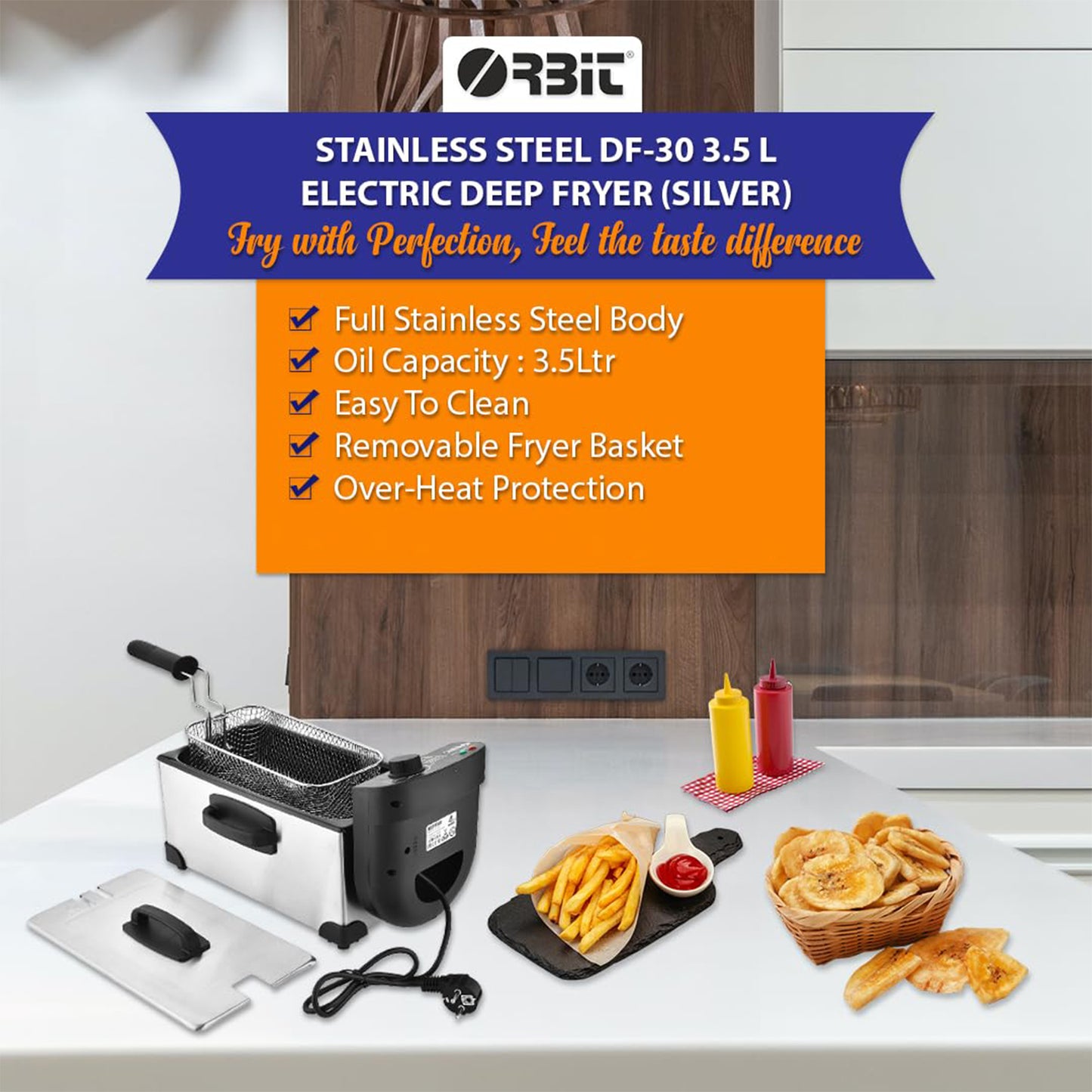 Orbit Heavy Duty 2000w Deep Fryer With 3.5 Litre Oil Capacity - warehousetech13