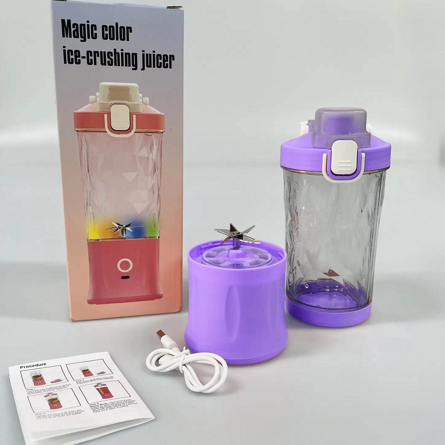 Eletric Crusher Juicer With Multicolor Light 8 Blades (600 Ml Multicolor) - warehousetech13