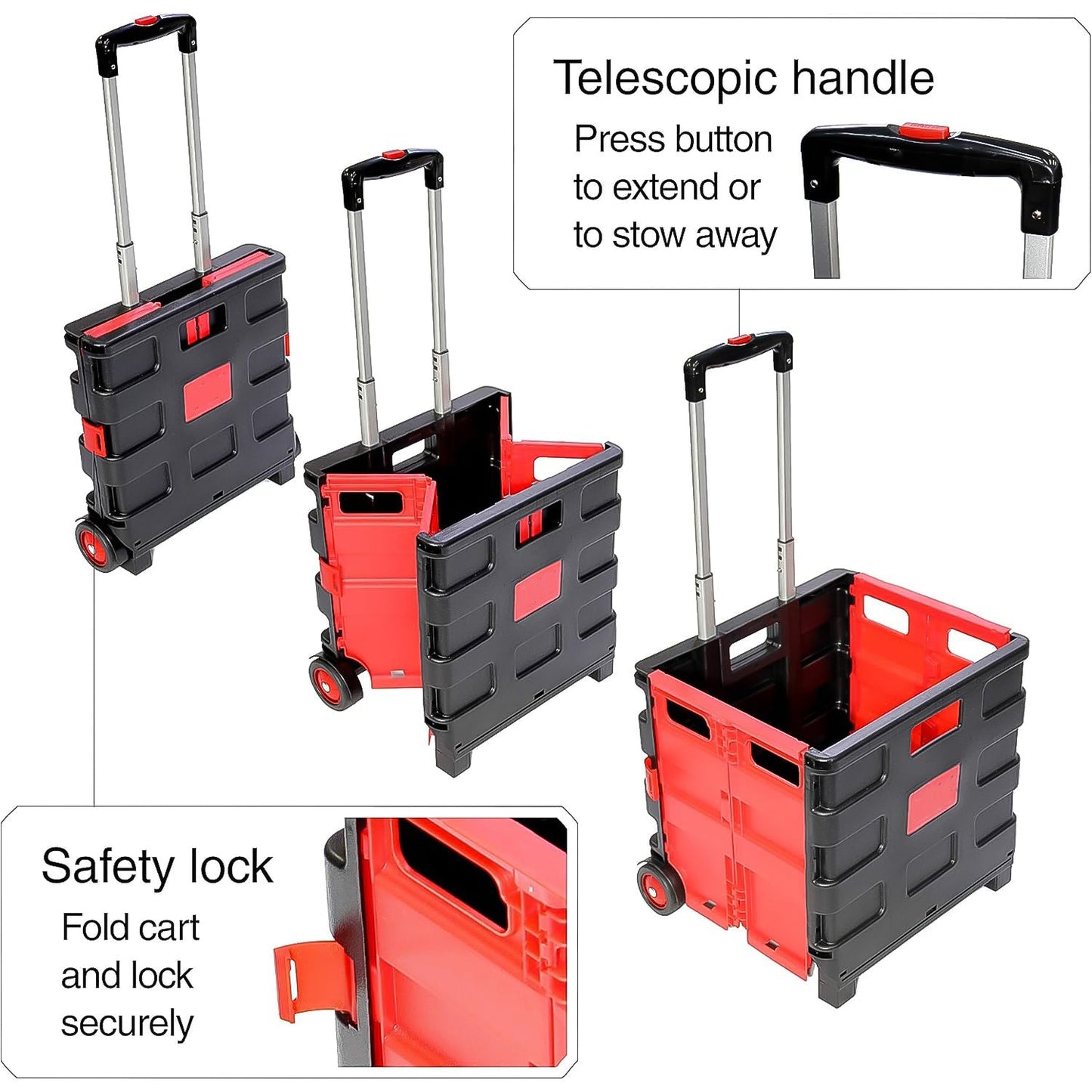 Foldable Shopping Grocery Trolley Cart Travel Portable Food Basket (1 Pc) - warehousetech13