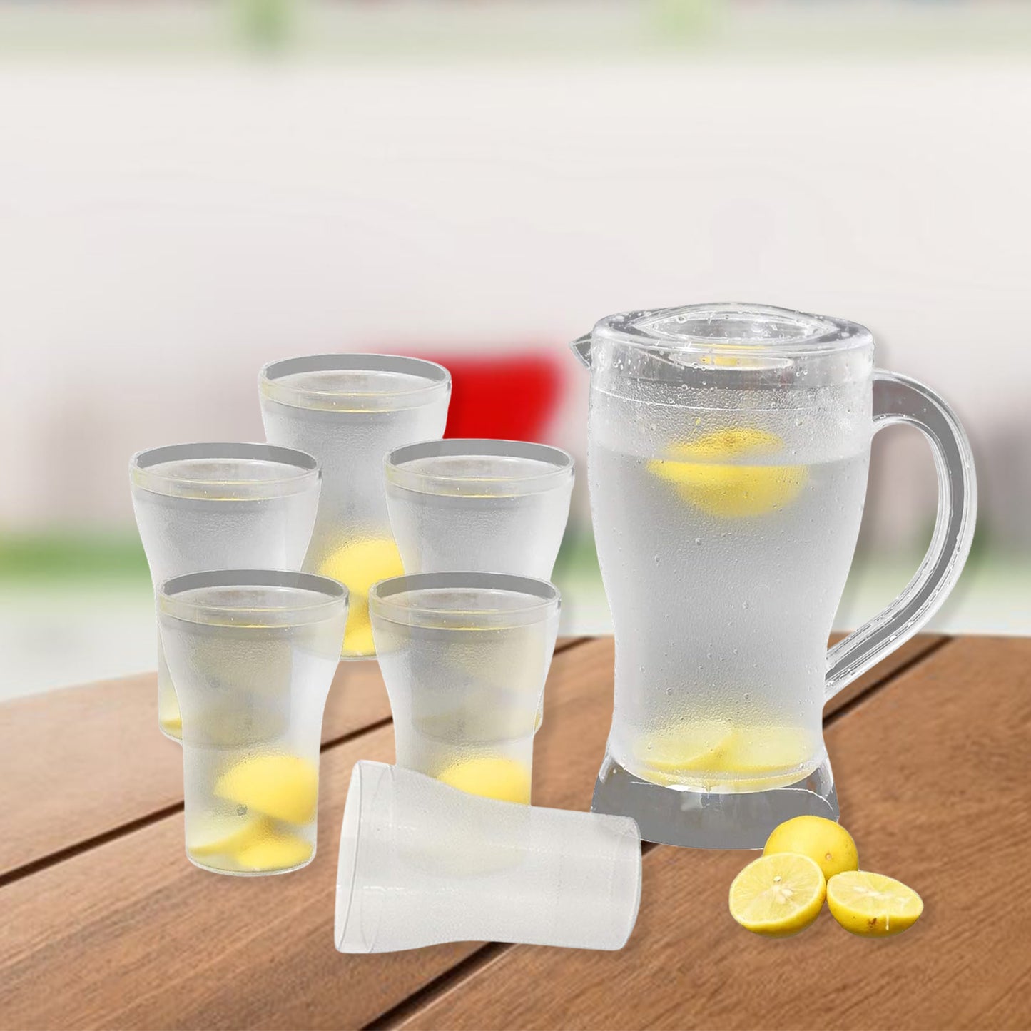 Unbreakable Lemon Jug Set With 6 Glasses - warehousetech13