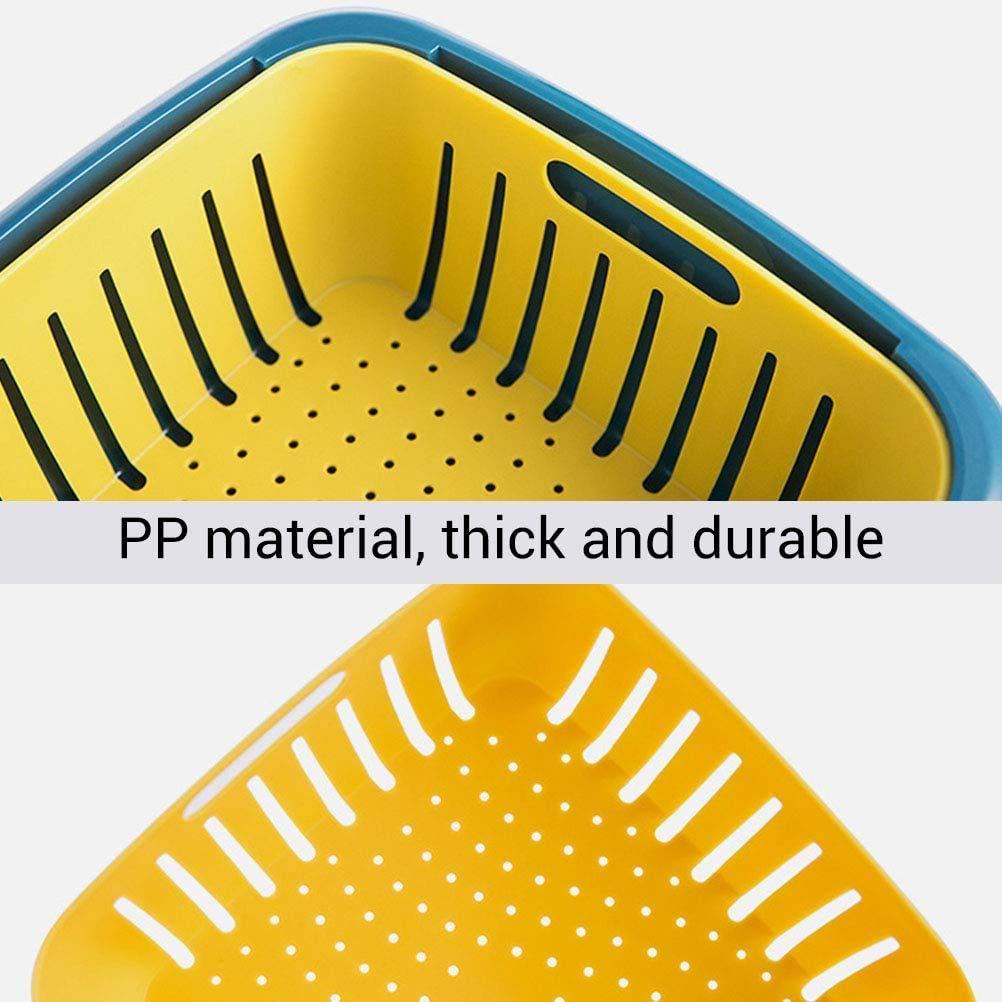 2355 Double Layer Food Drainer Washing Basket With Collapsible Strainers Colander - warehousetech13