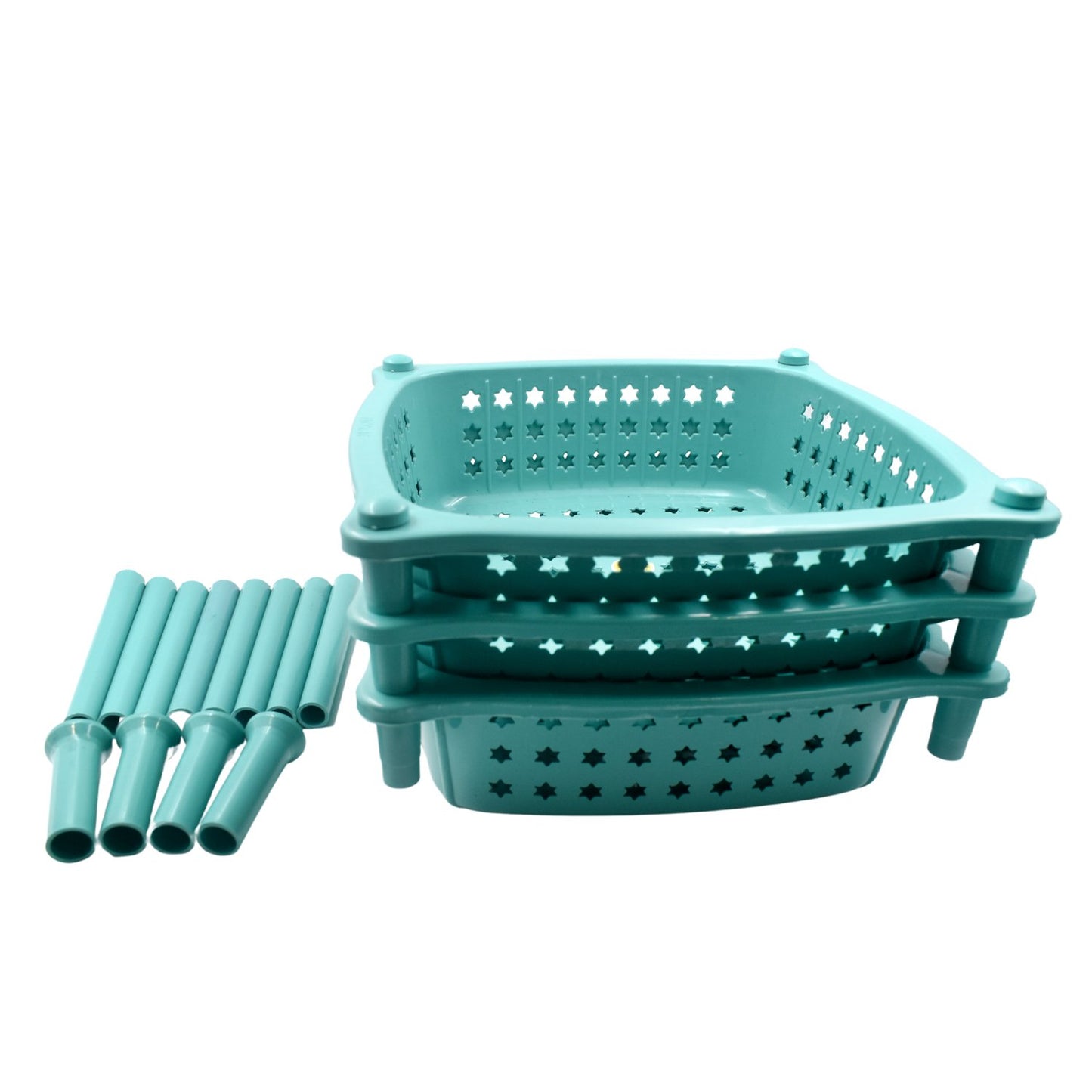 2588 3 Layer Squre Kitchen Trolley Basket - warehousetech13