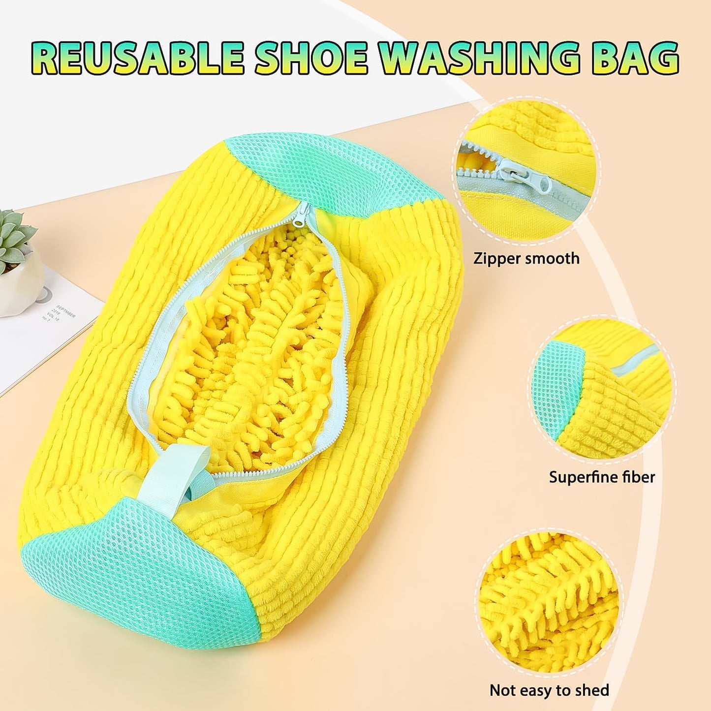 Shoe Cleaning Mop Cover With Microfiber Chenille Lining Zipper (1 Pc) - warehousetech13