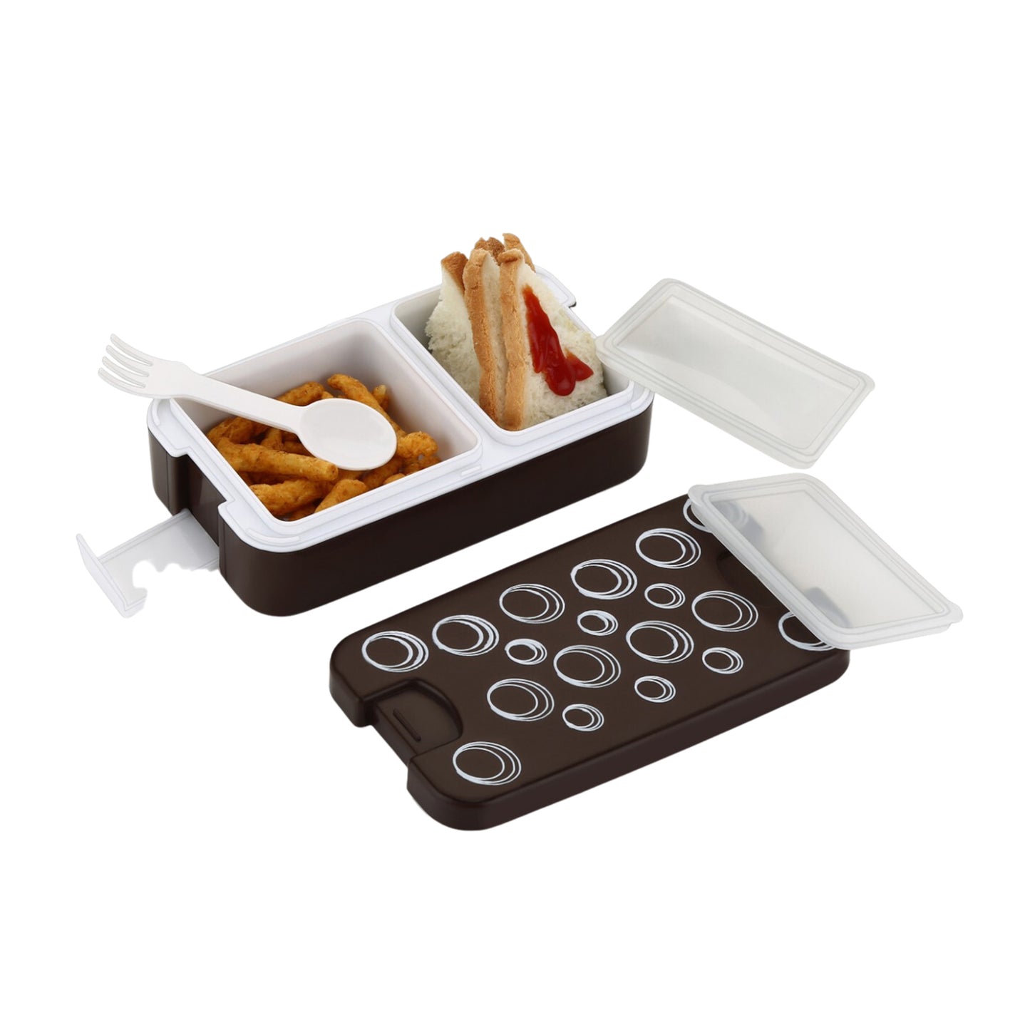 5330 Airtight Lunch Box 2 Compartment Lunch Box Leak Proof Food Grade Material Lunch Box Modern Appearance Compact Lunch Box With Spoon - warehousetech13