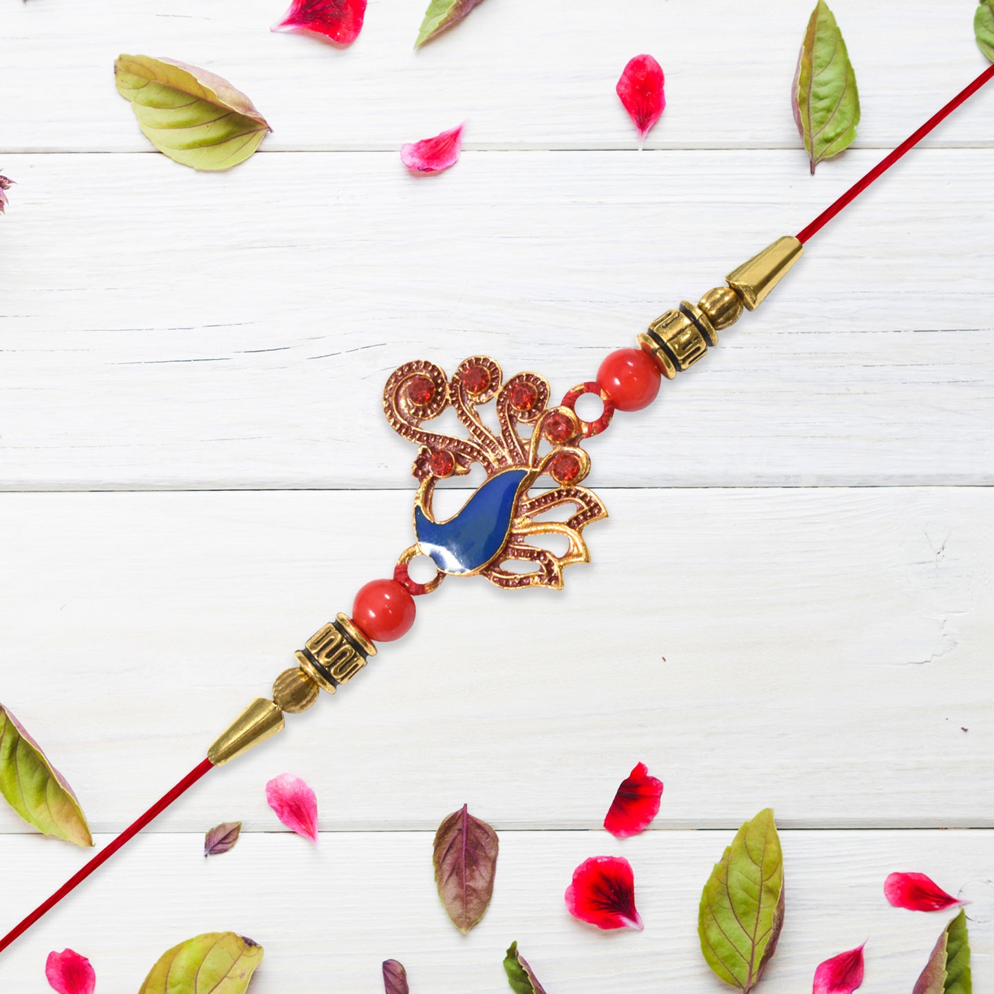 Ethnic Peacock Rakhi With Stone Detailing - warehousetech13