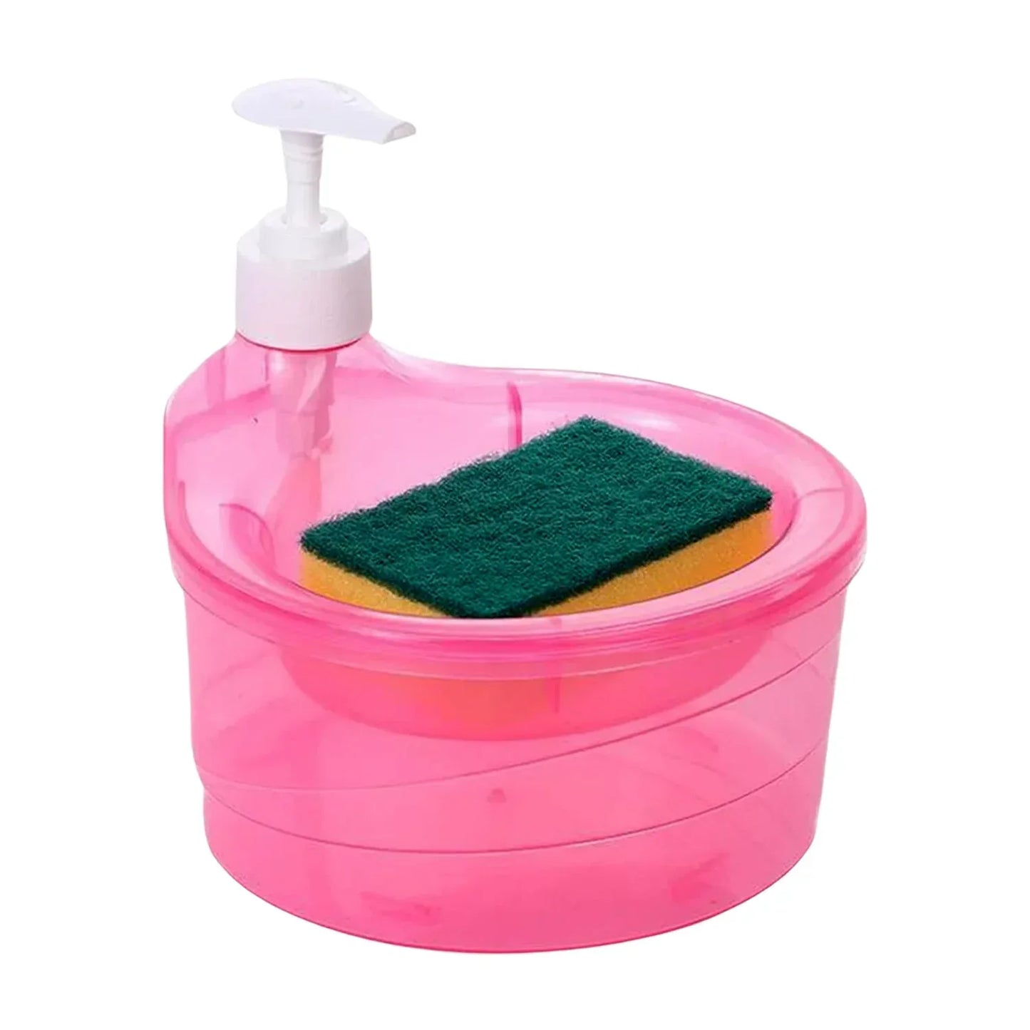 12589 Double Layer Liquid Soap Dispenser With Pump And Sponge Practical For Hotel Sink Clear Soap Dispensing Liquid Pump Bottle For Home Kitchen Rectangle ( 2 In 1 ) - warehousetech13