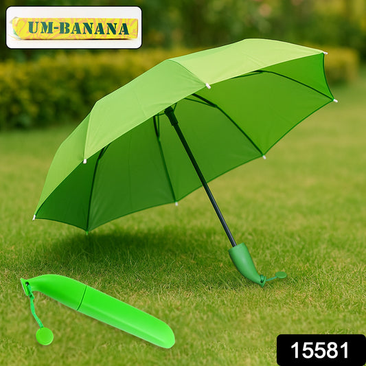 Green Stylish Banana Shaped Mini Foldable Umbrella - warehousetech13