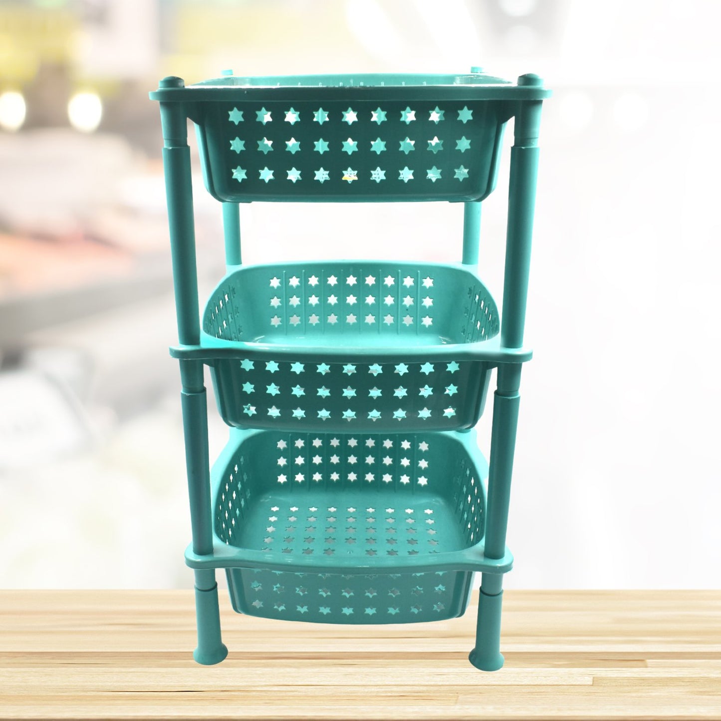 2588 3 Layer Squre Kitchen Trolley Basket - warehousetech13