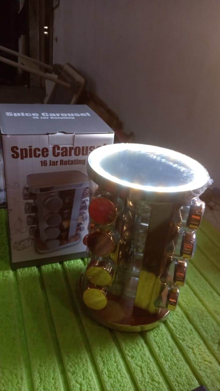 Led Spice Rack Organizer Rotating Spice Rack With Free 16 Seasoning Jars - warehousetech13