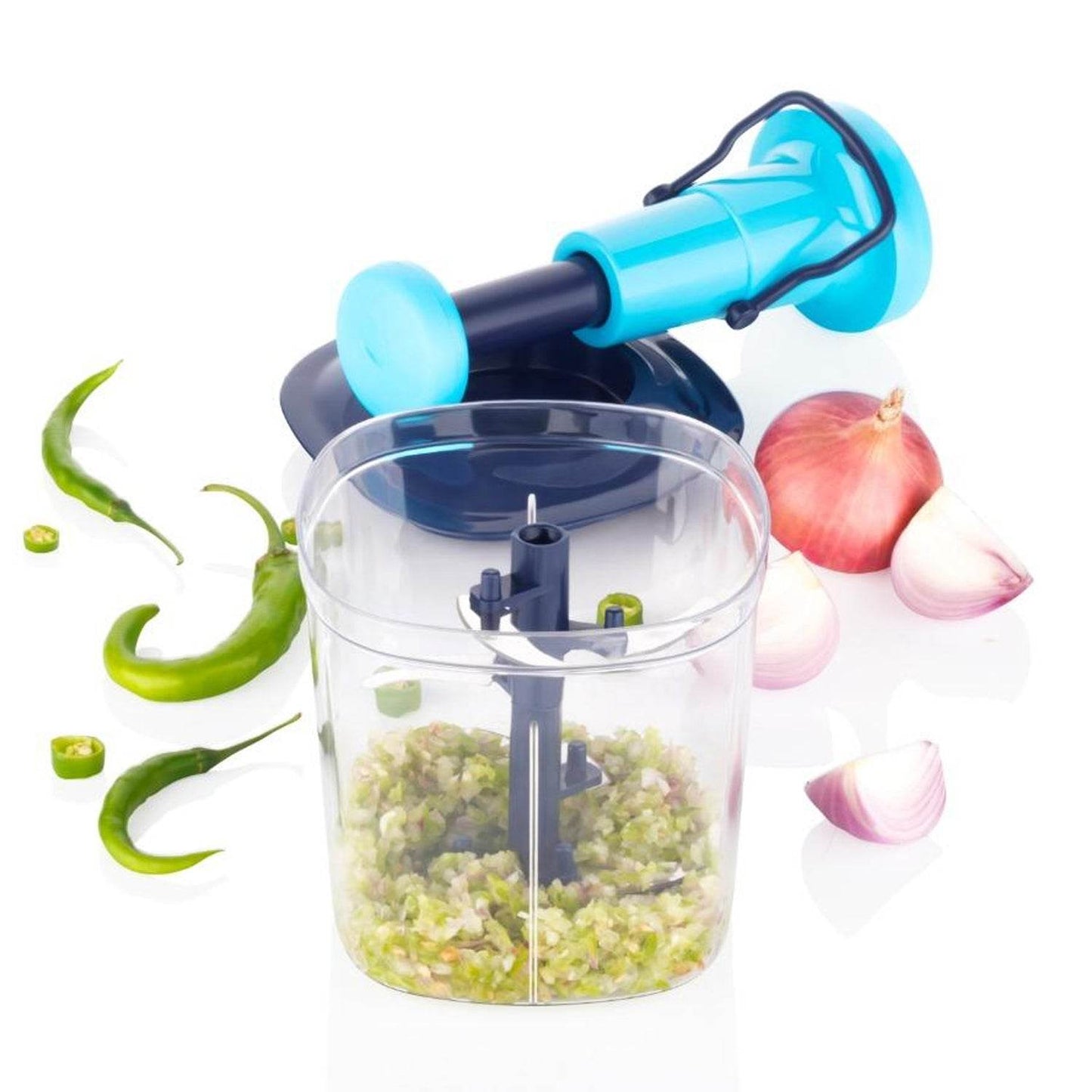 Vegetable Choppe, Manual Hand-press (6 Blades)(1100 Ml) - warehousetech13