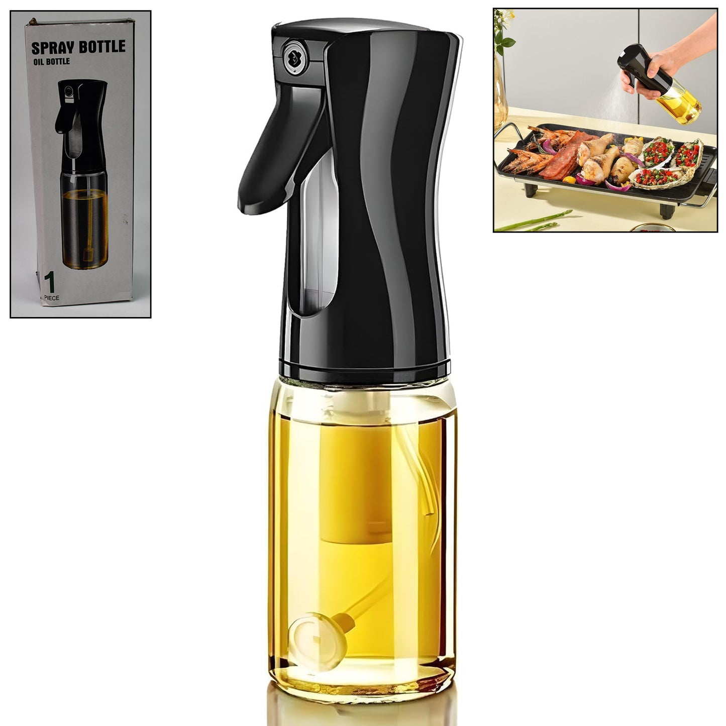 Glass Oil Dispenser Bottle Spray (1 Pc 200 Ml Approx) - warehousetech13