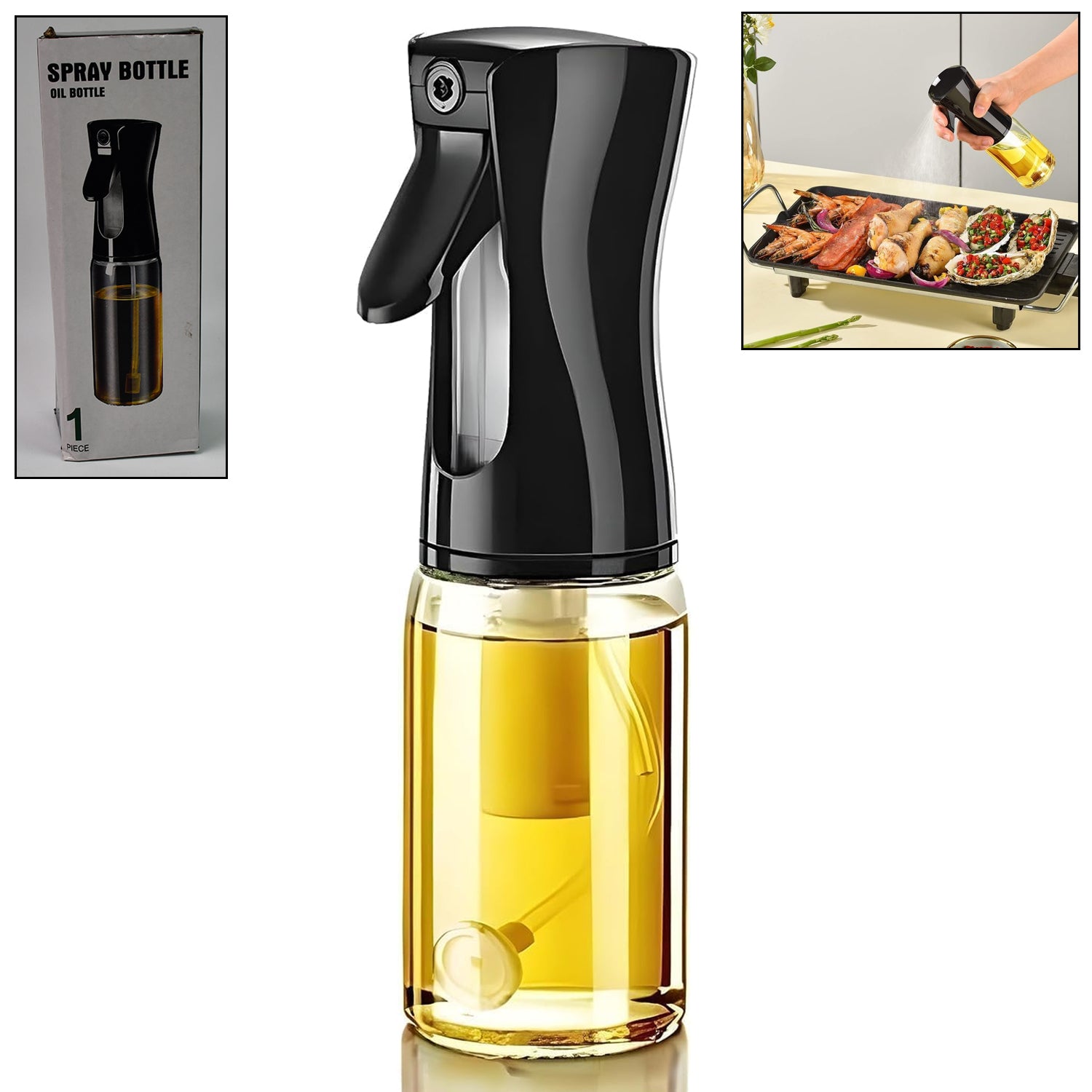Glass Oil Dispenser Bottle Spray (1 Pc 200 Ml Approx) - warehousetech13