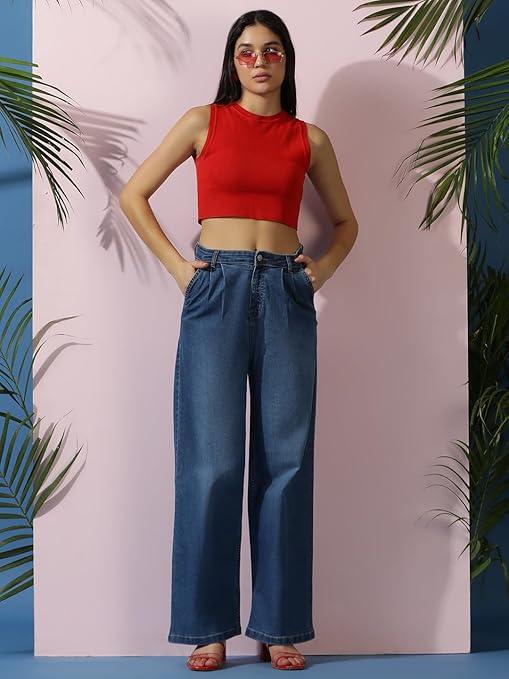 Women High Waisted Midnight Blue Jeans - warehousetech13